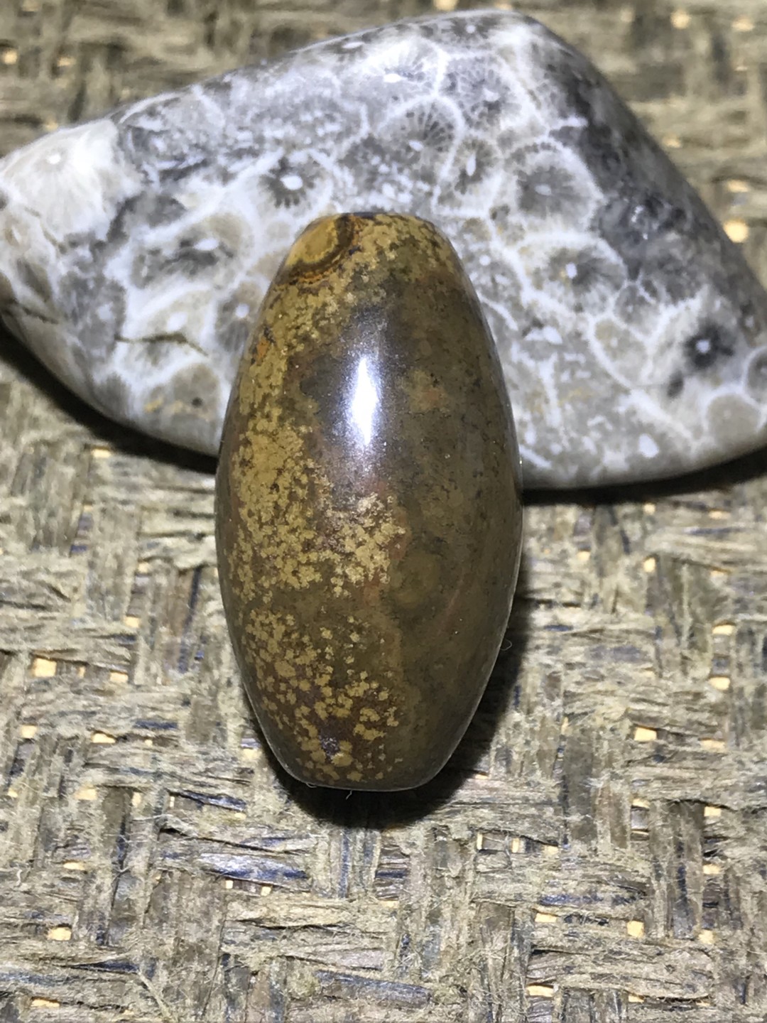 精美天然九眼页岩石蒙天珠天珠一颗