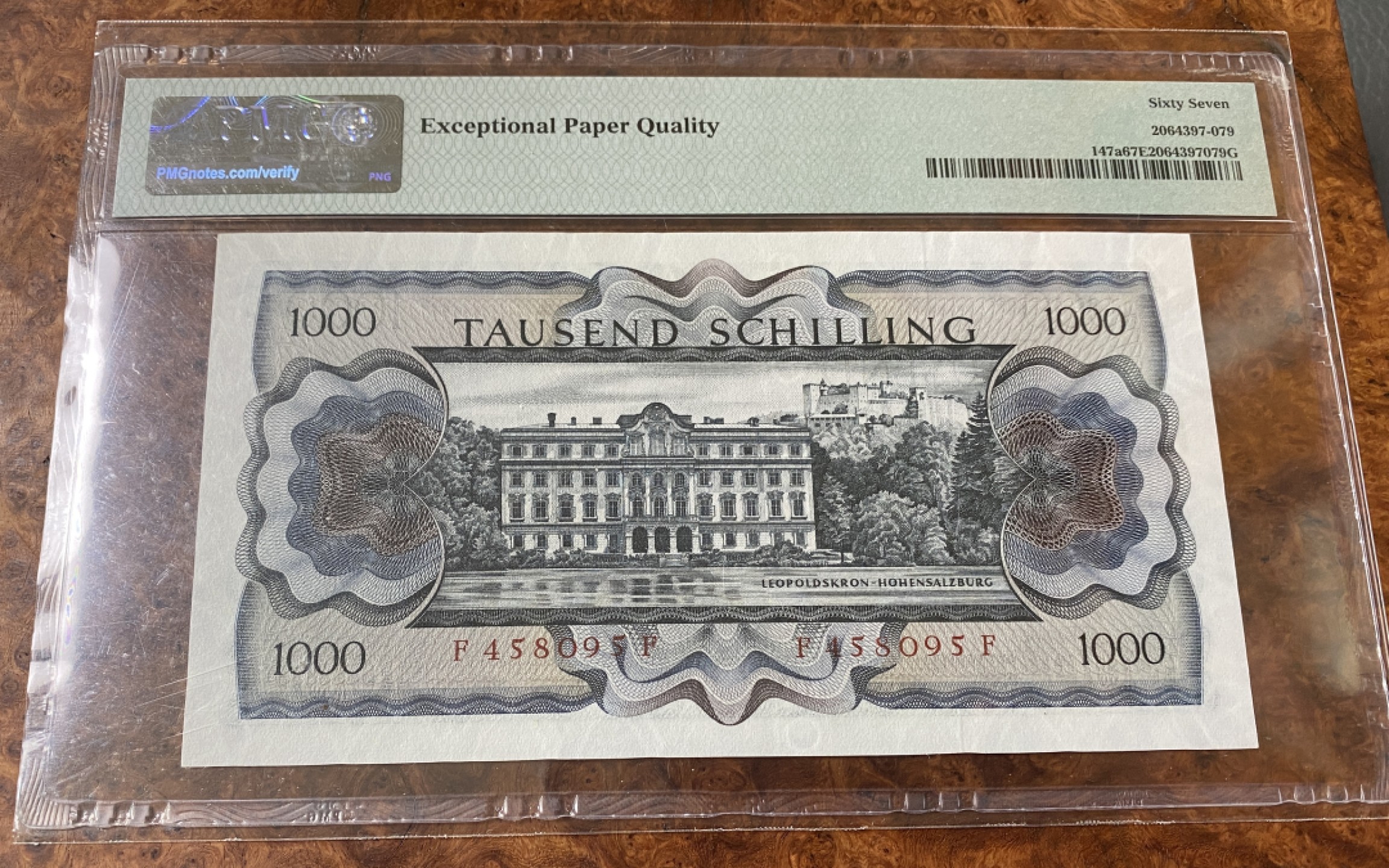 Chase Auction 第12期 - - 中外纸钞、民国炒联拍！ 1966年奥地利1000先令，PMG67分，诺奖获得者苏特那！