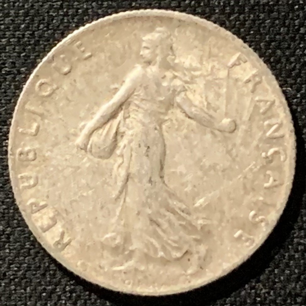 紫瑗钱币——第194期拍卖 法国 1916年 播种女神 50分 2.5克 0.835银