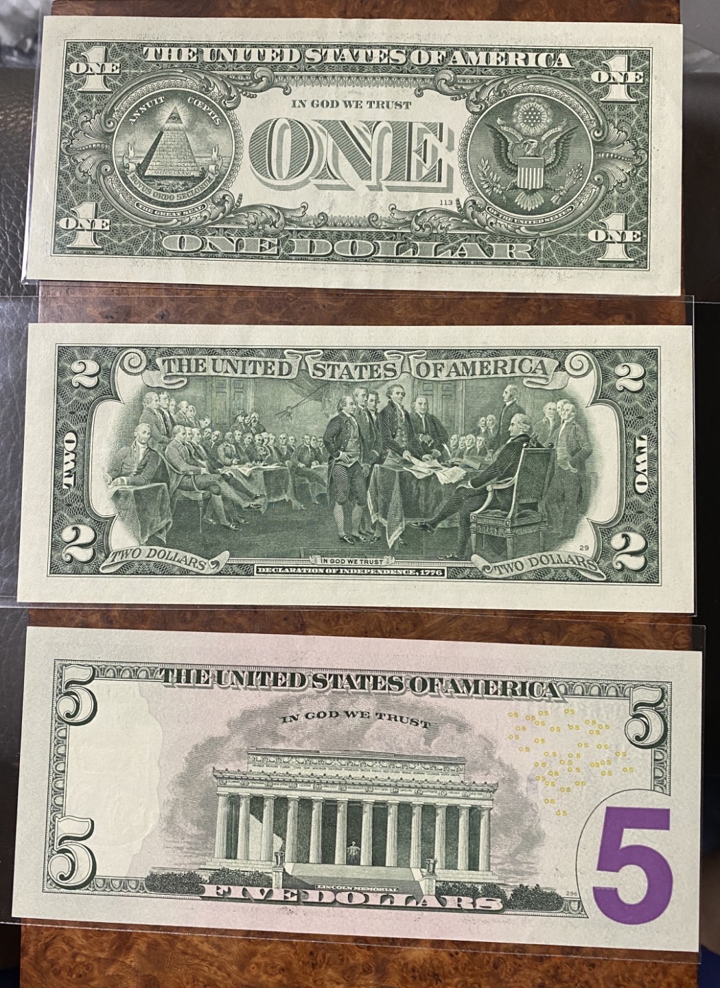Chase Auction 第12期 - - 中外纸钞、民国炒联拍！ 美国纸币三张，一元为au，其他为unc！品相如图！