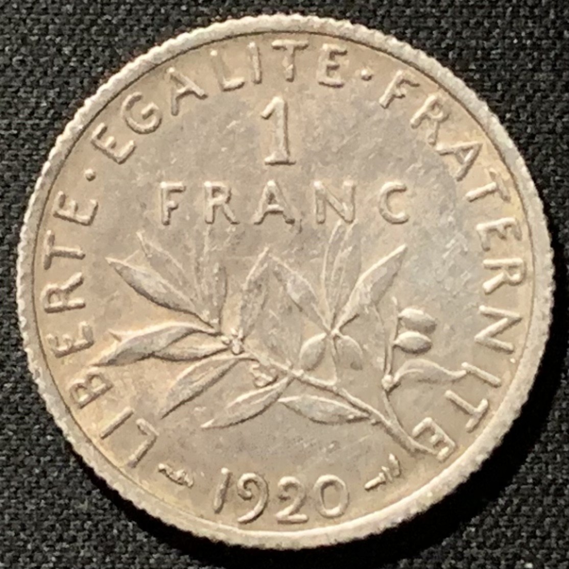 紫瑗钱币——第194期拍卖 法国 1920年 播种女神 1法郎 5克 0.835银