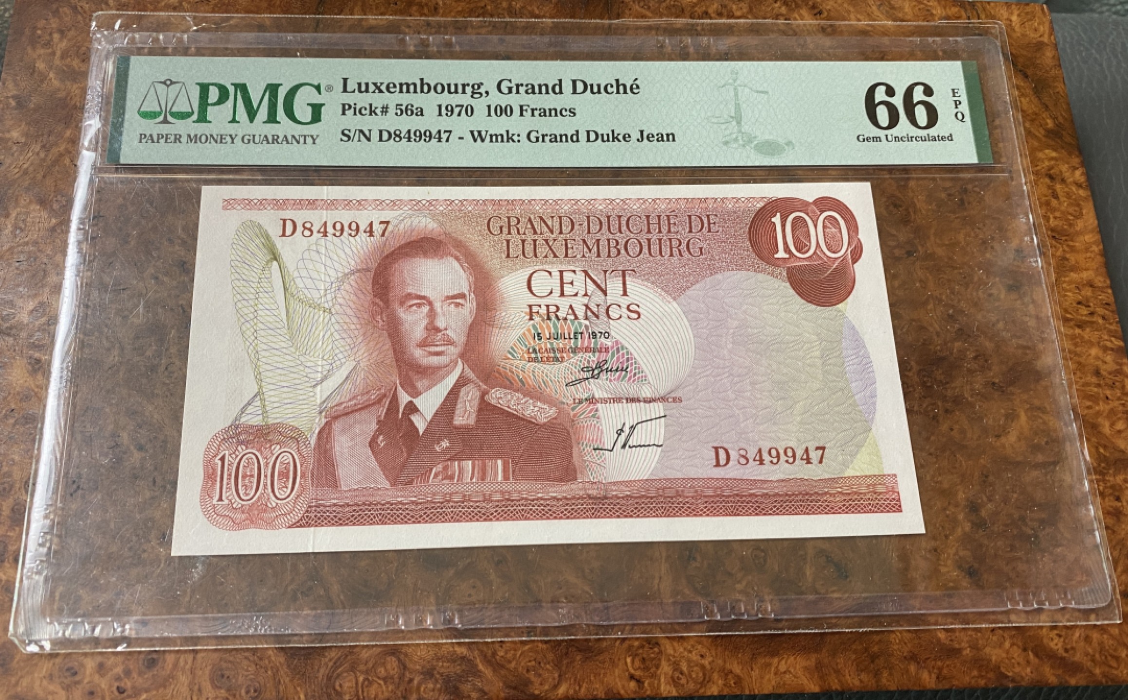 Chase Auction 第12期 - - 中外纸钞、民国炒联拍！ 1970年卢森堡100法郎，PMG66分！