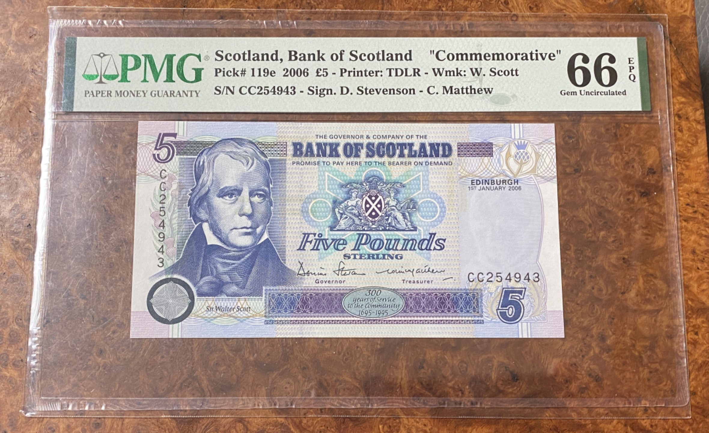 Chase Auction 第12期 - - 中外纸钞、民国炒联拍！ 2006年苏格兰5镑，纪念钞，PMG66分！