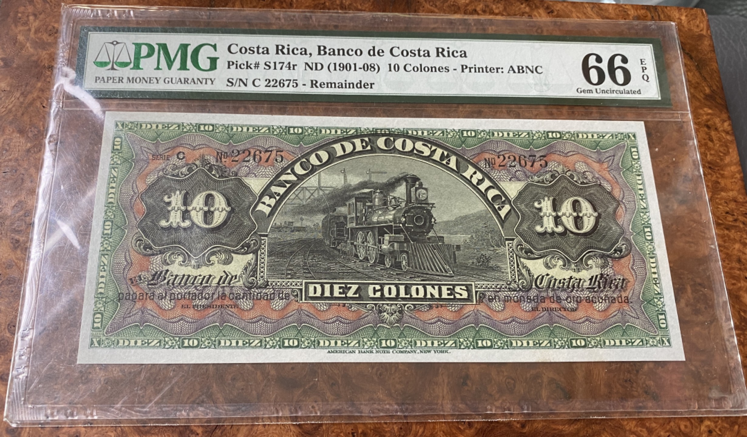 Chase Auction 第12期 - - 中外纸钞、民国炒联拍！ 1901年哥斯达黎加10克朗，PMG66分！美钞公司出品！