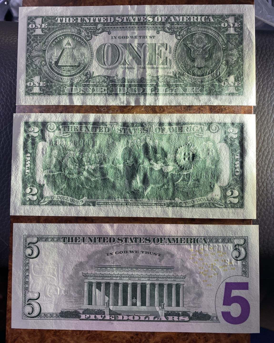 Chase Auction 第12期 - - 中外纸钞、民国炒联拍！ 美国纸币三张，一元为au，其他为unc！品相如图！