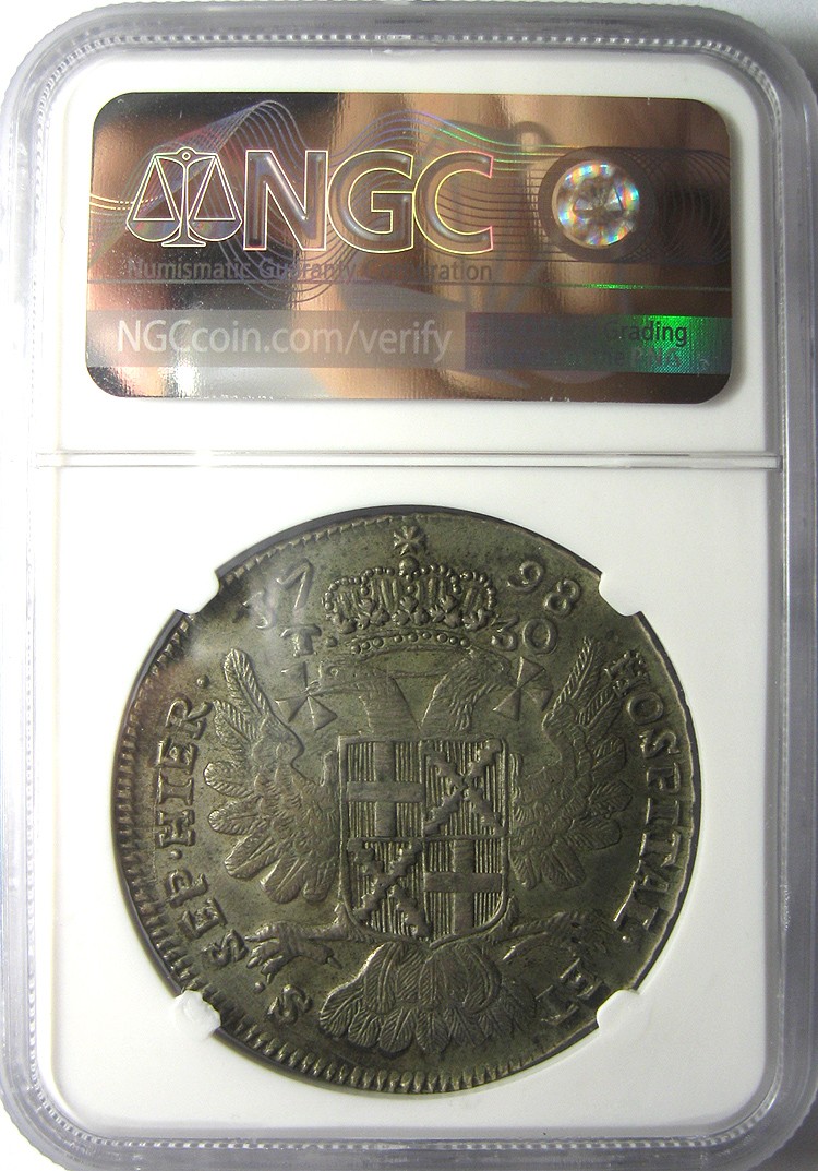 旷世大珍/NGC评级1798马耳他骑士团(医院骑士团)30T大银币/达文波特编号DAV-1611C,存世仅4-6枚,末任大团长霍姆佩斯