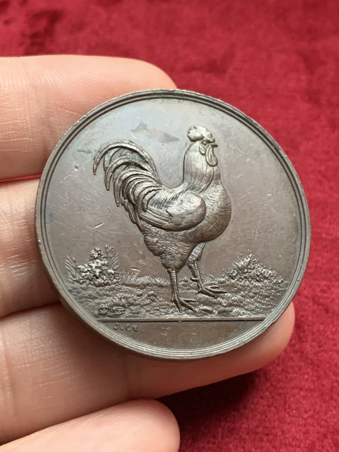 《竞宝斋》第63场-本周日 （全场不限金额包邮） 德国大公鸡铜章高浮雕 40mm，33克