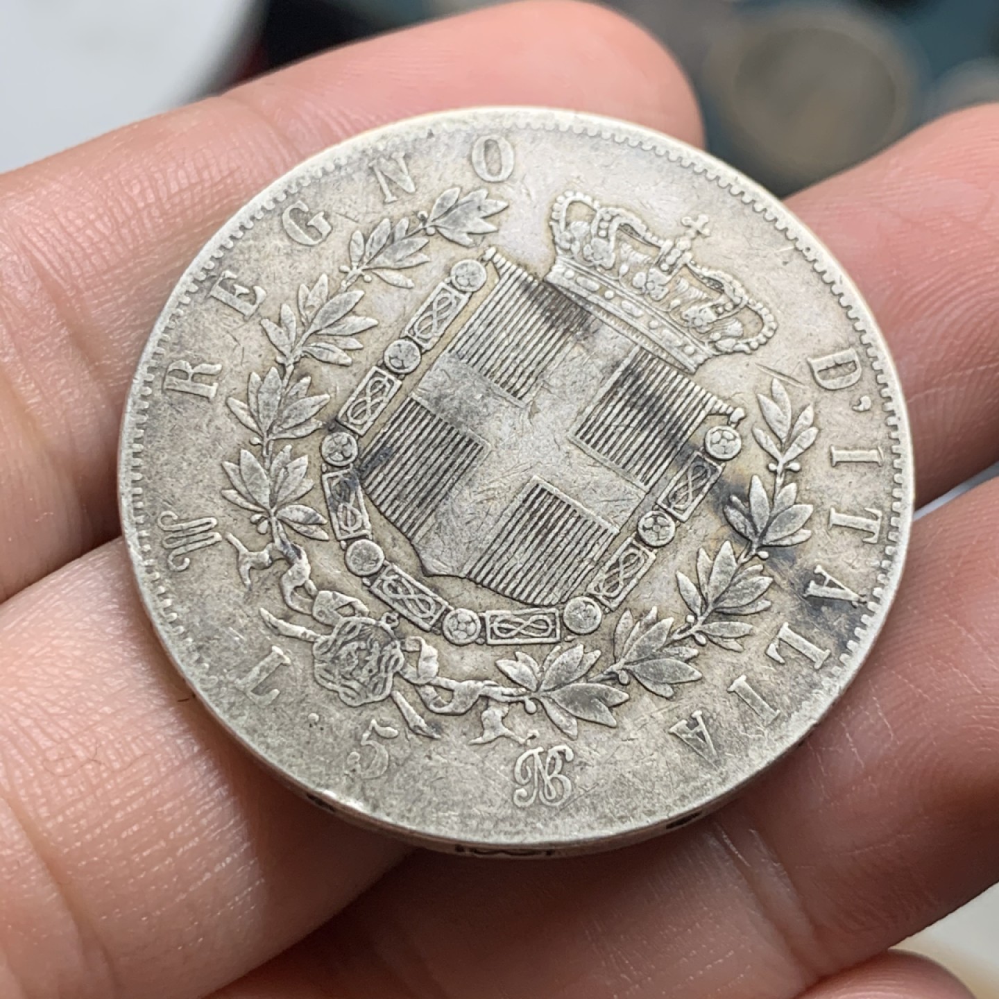 《竞宝斋》第63场-本周日 （全场不限金额包邮） 意大利1873年原味5里拉银币