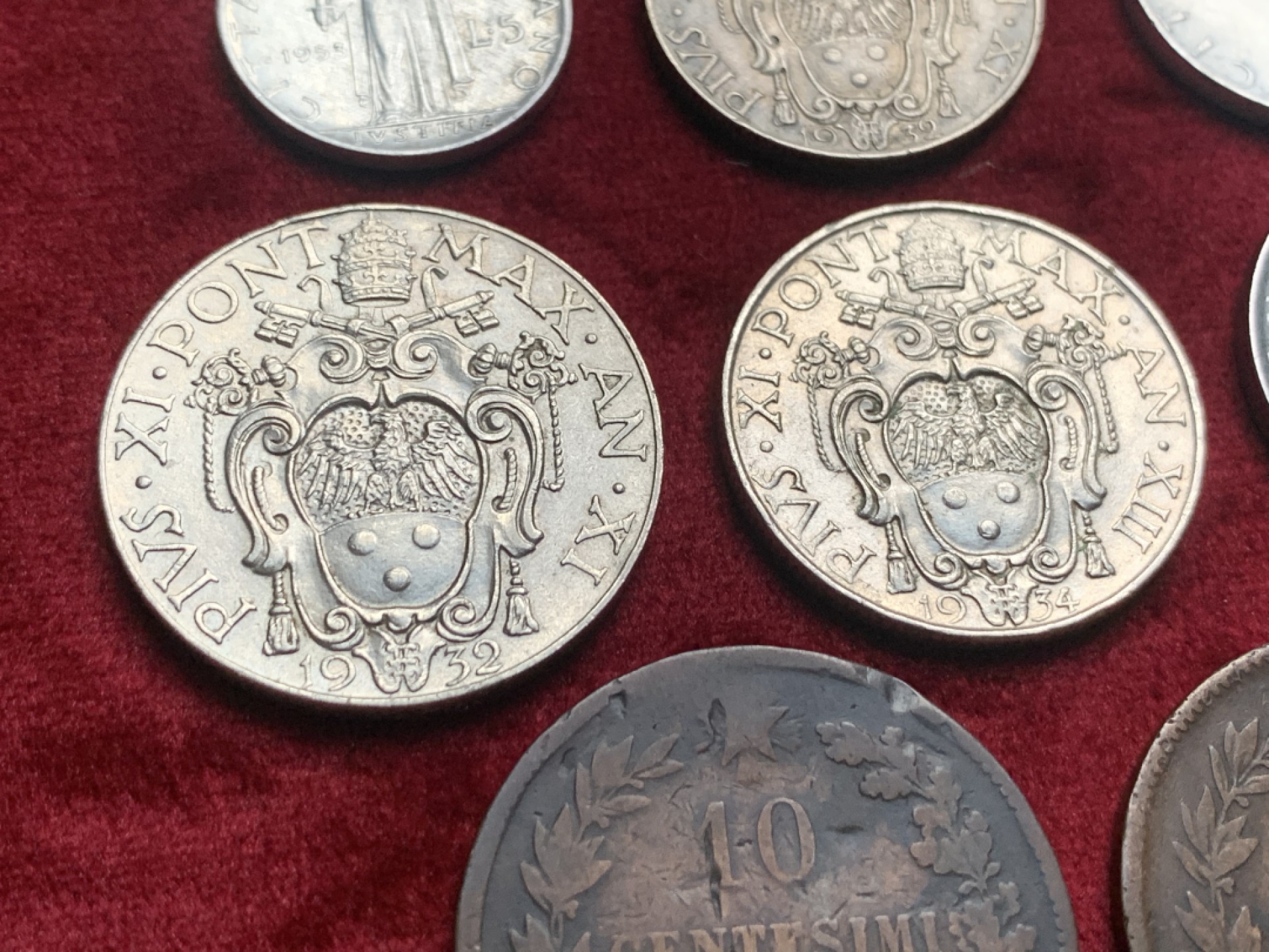 《竞宝斋》第63场-本周日 （全场不限金额包邮） （8枚一组）意大利 10分铜币2枚+教皇 好品裸币6枚