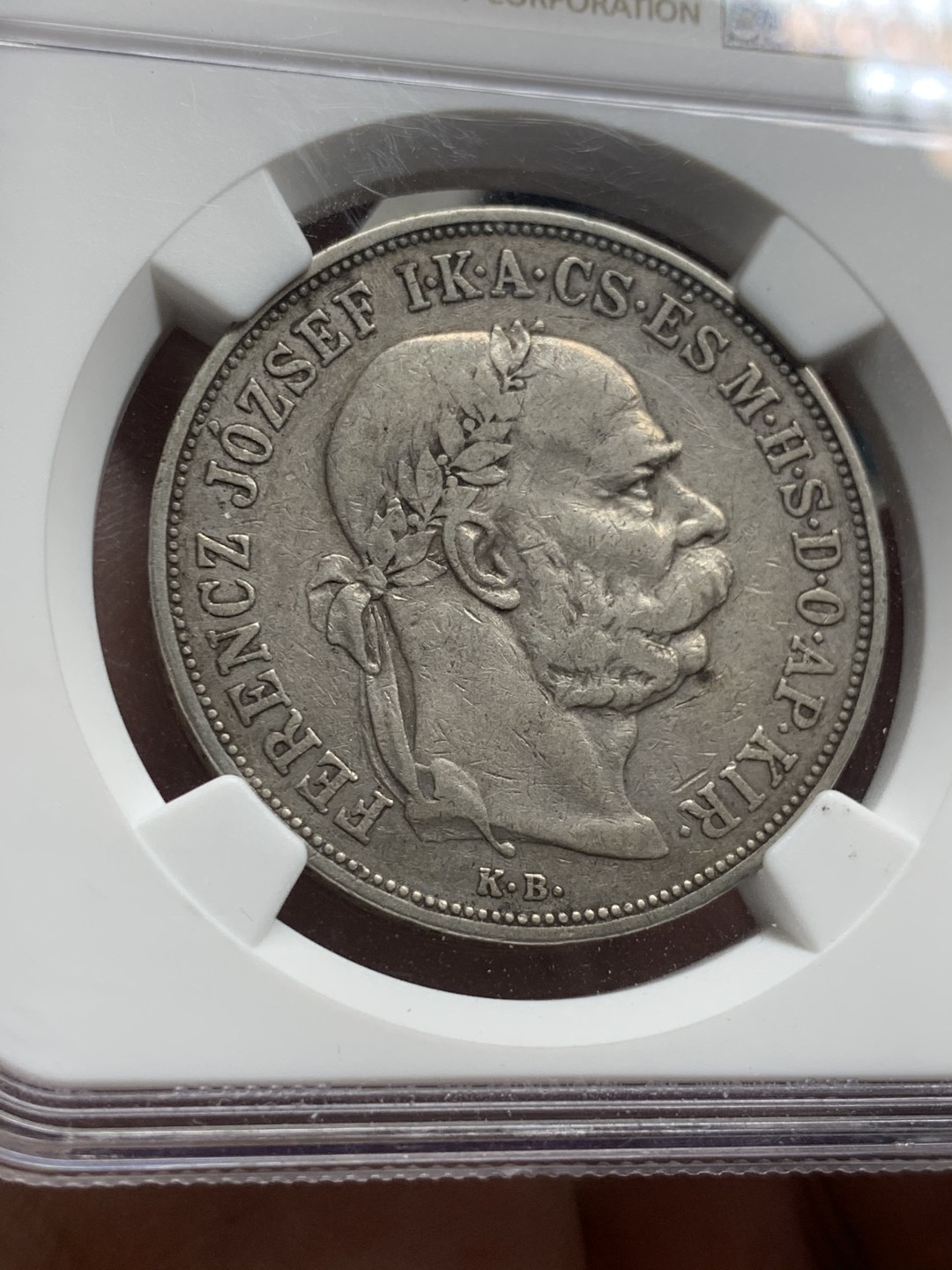 《竞宝斋》第63场-本周日 （全场不限金额包邮） NGC-VF35 匈牙利 1900年 5克朗 天使银币