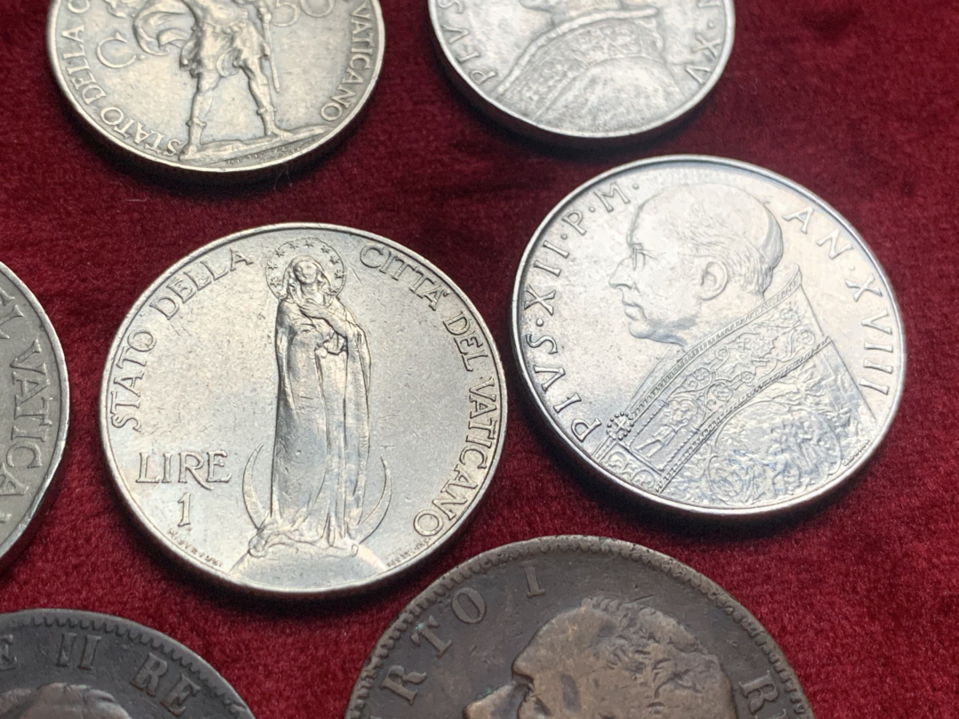 《竞宝斋》第63场-本周日 （全场不限金额包邮） （8枚一组）意大利 10分铜币2枚+教皇 好品裸币6枚