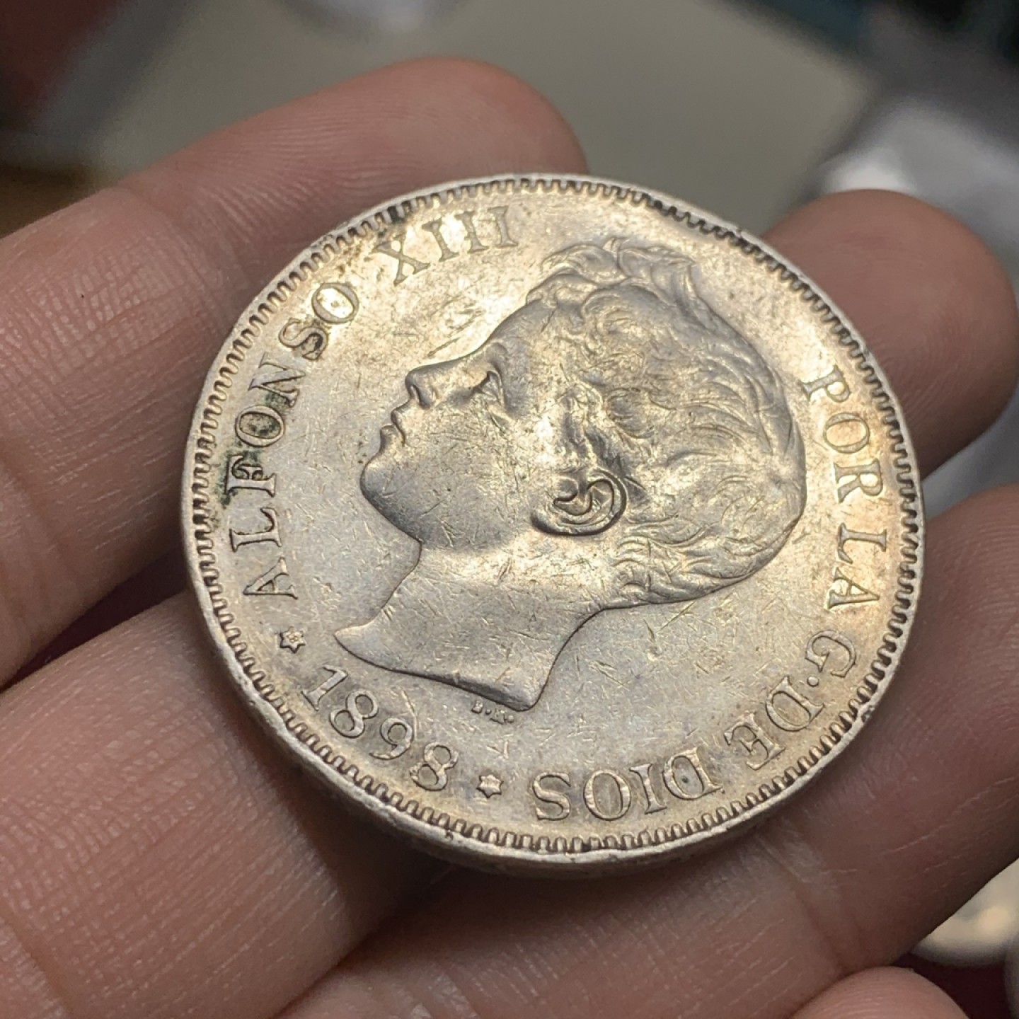 《竞宝斋》第63场-本周日 （全场不限金额包邮） 西班牙1898年5比塞塔银币