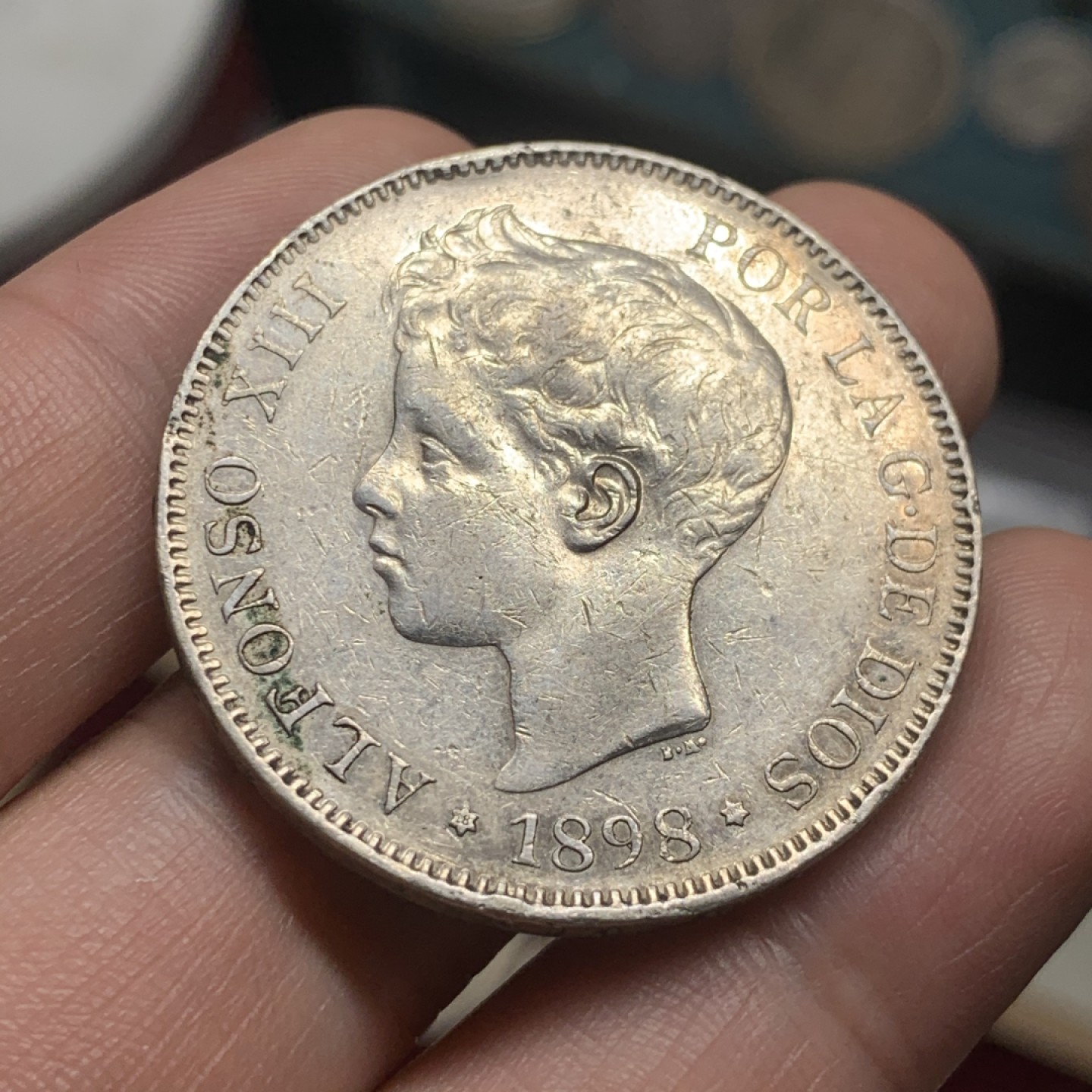 《竞宝斋》第63场-本周日 （全场不限金额包邮） 西班牙1898年5比塞塔银币