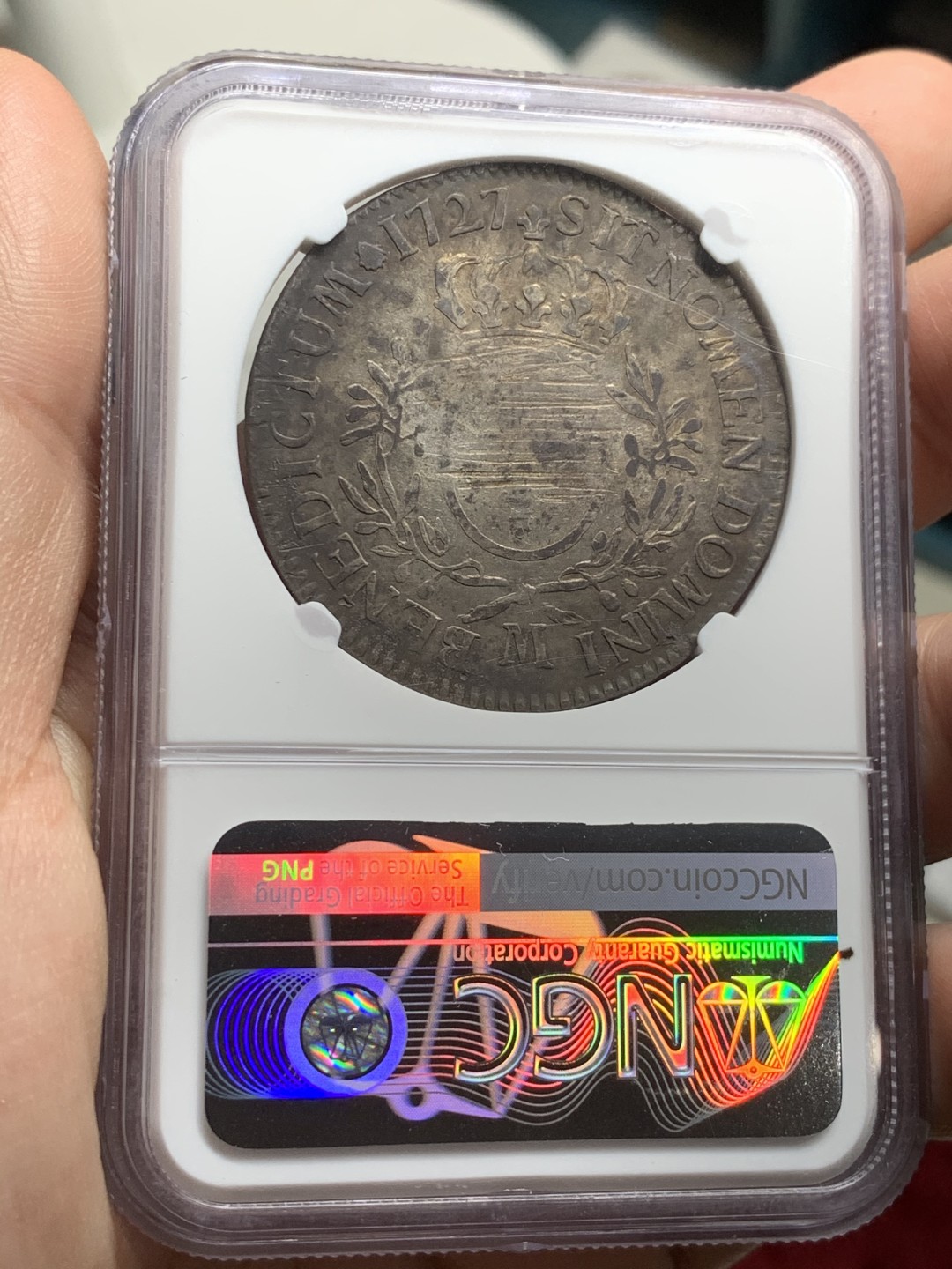 《竞宝斋》第63场-本周日 （全场不限金额包邮） NGC-VFD  法国 1727年 路易十五 小孩头 1埃居 大银币