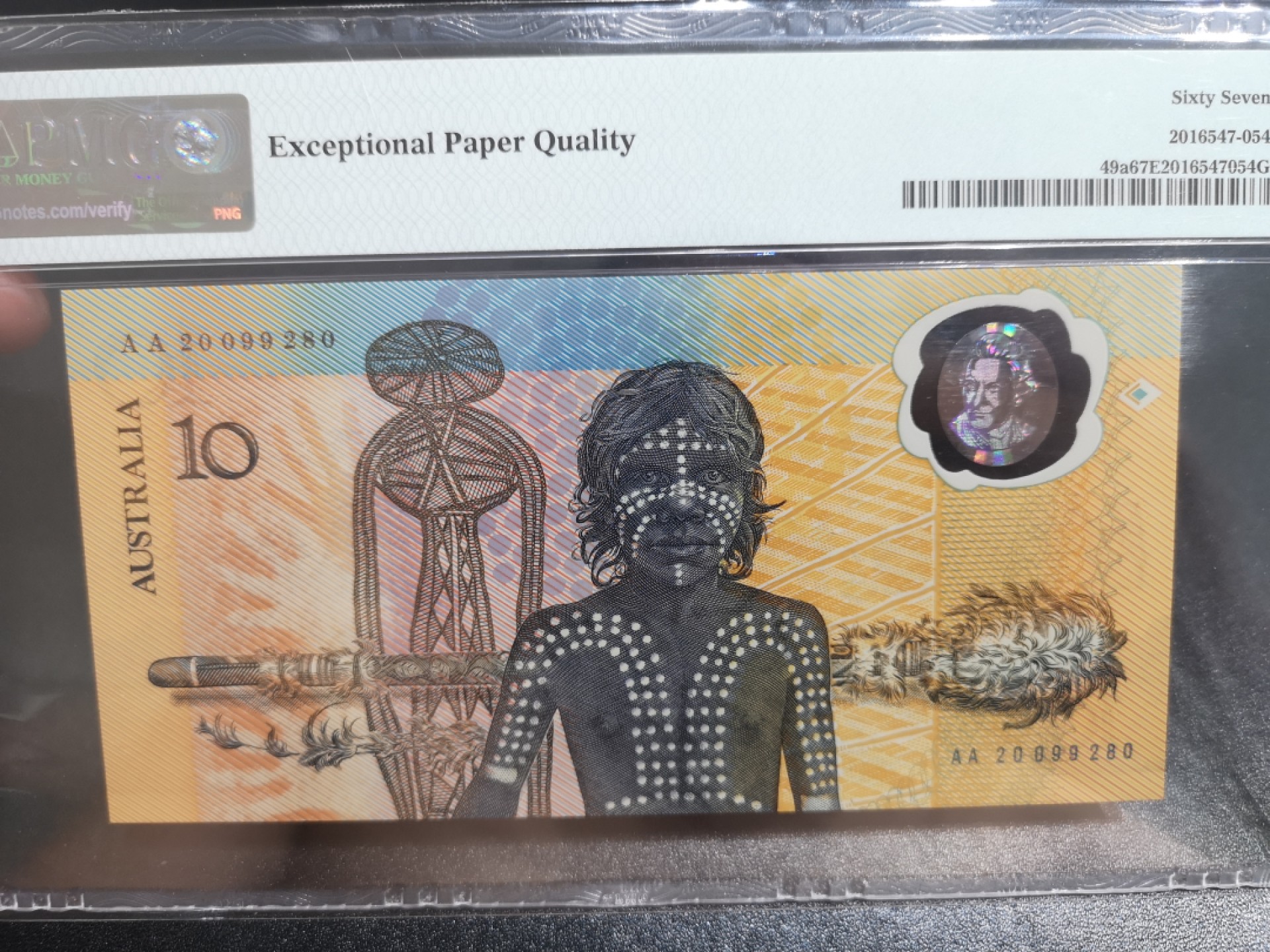 《外钞收藏家》第一百八十一期拍卖 1988年澳大利亚10元 塑料钞 纪念钞 PMG67 无47 AA冠