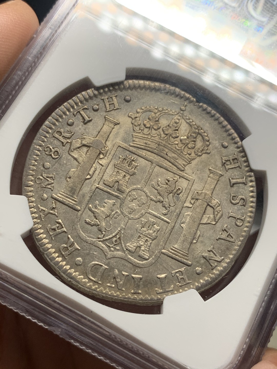 《竞宝斋》第63场-本周日 （全场不限金额包邮） NGC-Au55 墨西哥 1807年 8瑞尔 卡四双柱银币