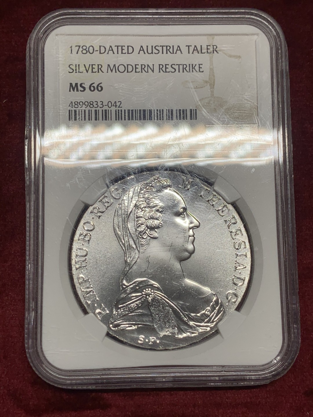《竞宝斋》第63场-本周日 （全场不限金额包邮） NGC-MS66 奥地利 1780年后铸版 泰勒 银币