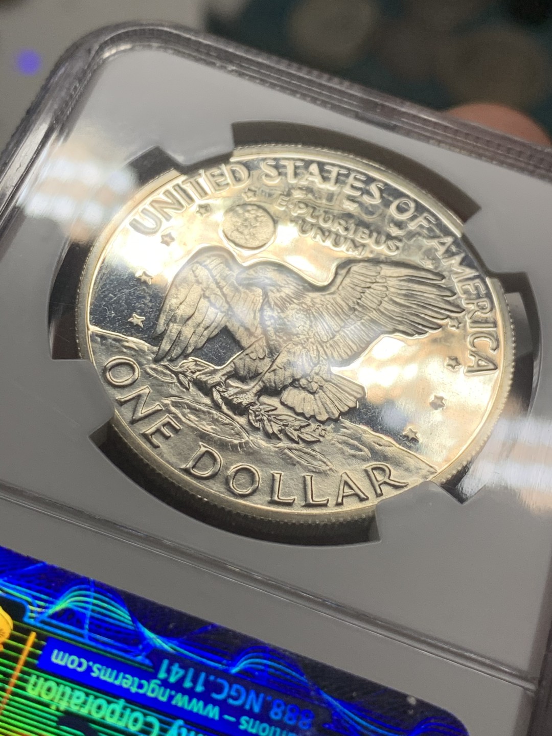 《竞宝斋》第63场-本周日 （全场不限金额包邮） NGC PF66CAMEO 美国1971年艾森豪威尔精制一美元银币