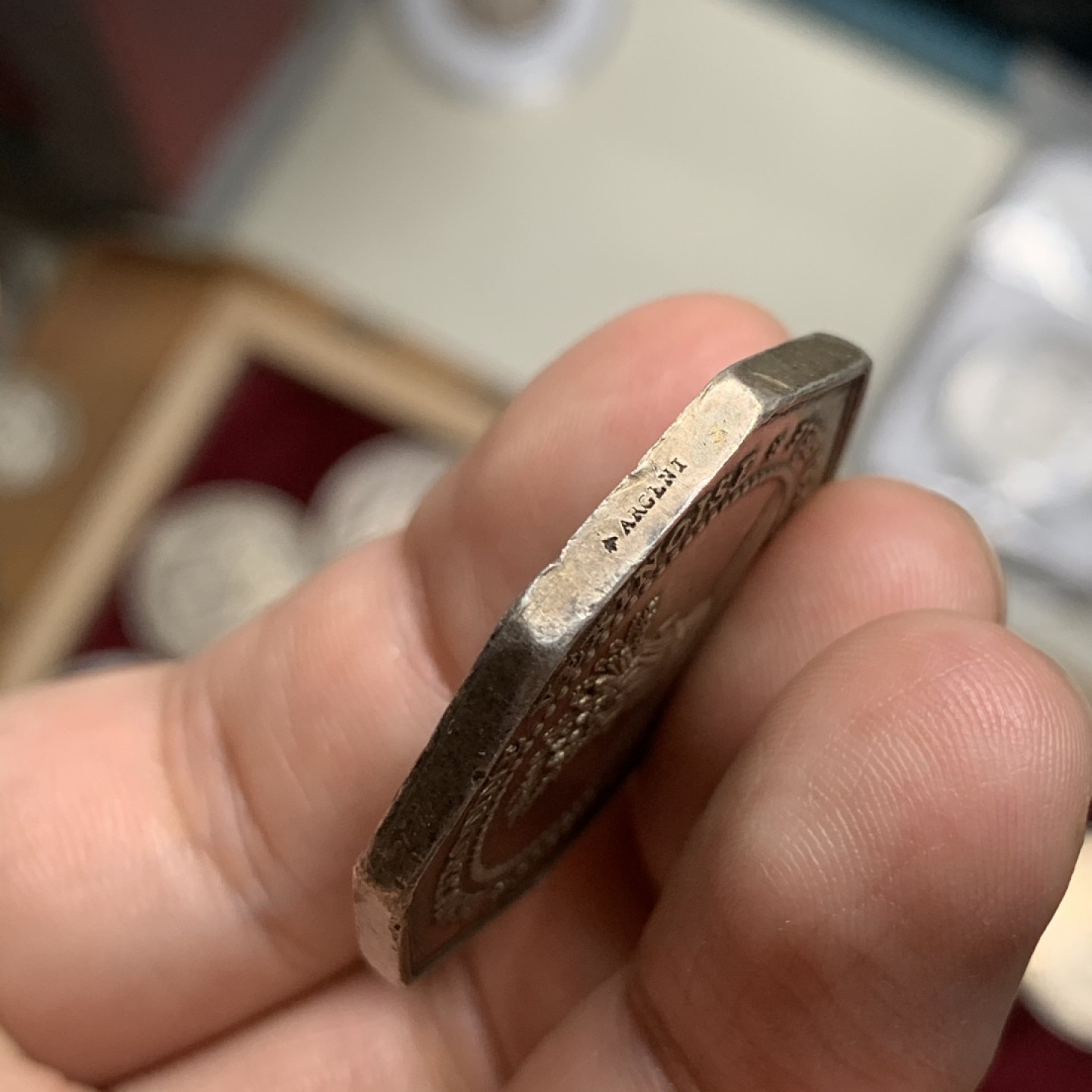 《竞宝斋》第63场-本周日 （全场不限金额包邮） 法国园艺协会八角银章 34mm，19.8克，Aregnt边铭