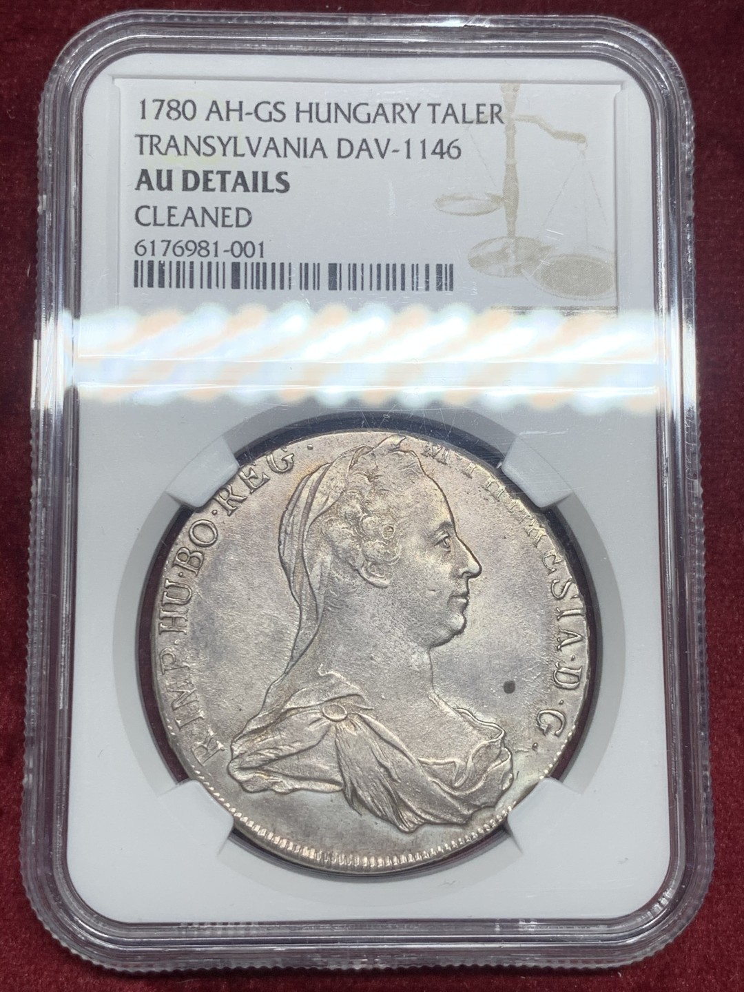 《竞宝斋》第63场-本周日 （全场不限金额包邮） NGC 1780年特兰西瓦尼亚 AH GS原铸大奶妈AUD，三点钟方向偏打，边齿完整
