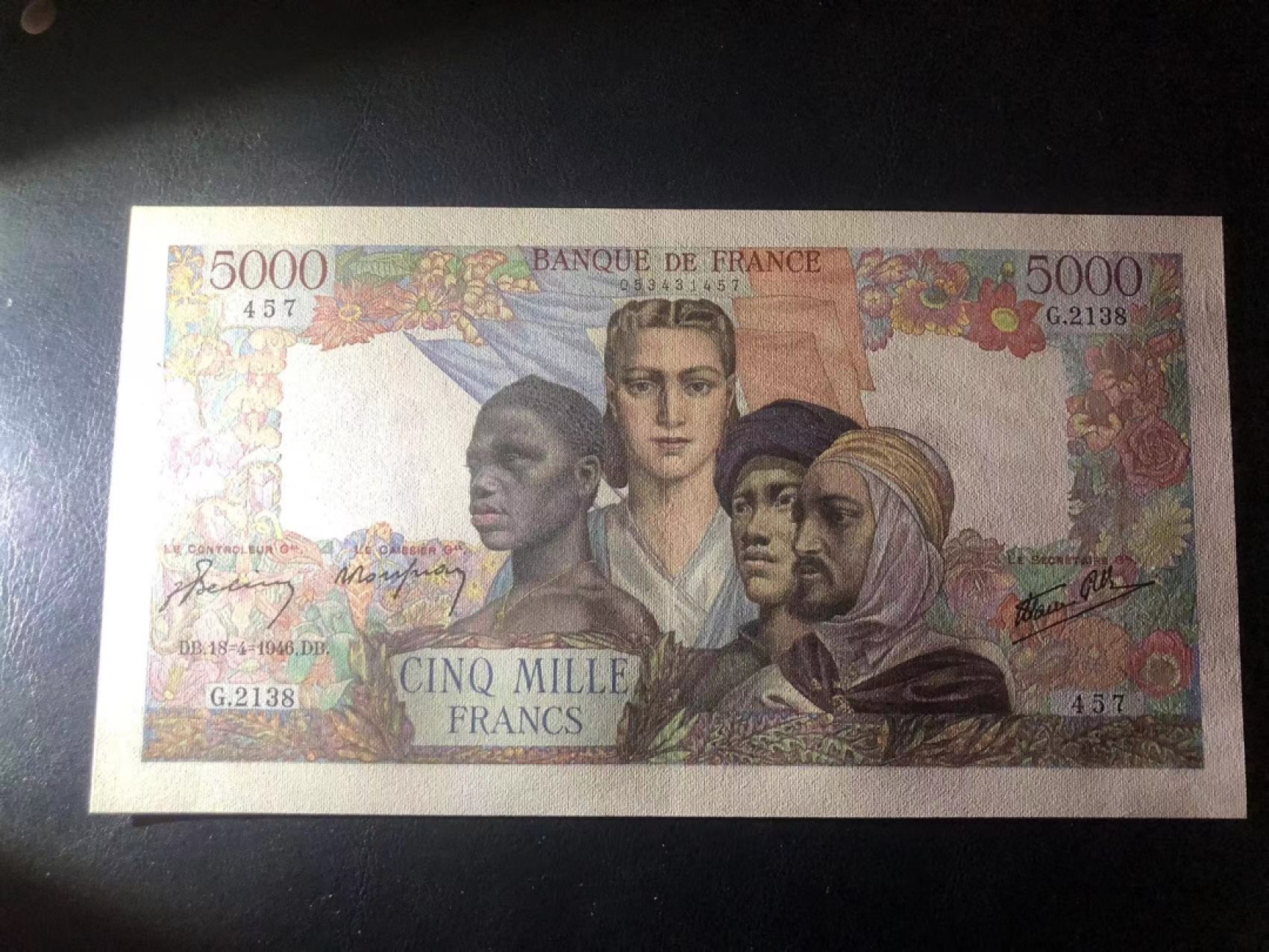 【Blue Auction】✨世界纸币精拍第190期【精】 法国🇫🇷1946年5000法郎 AU+品相 经典大团结 精美