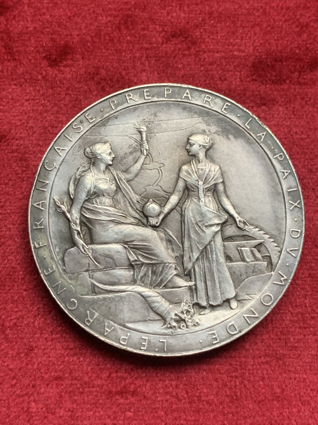 《竞宝斋》第63场-本周日 （全场不限金额包邮） 法国1869年苏伊士运河开通纪念少见加厚版大银章罗蒂作品  48克加厚版本，常见为40克版本，43mm，丰饶角Aregnt边铭