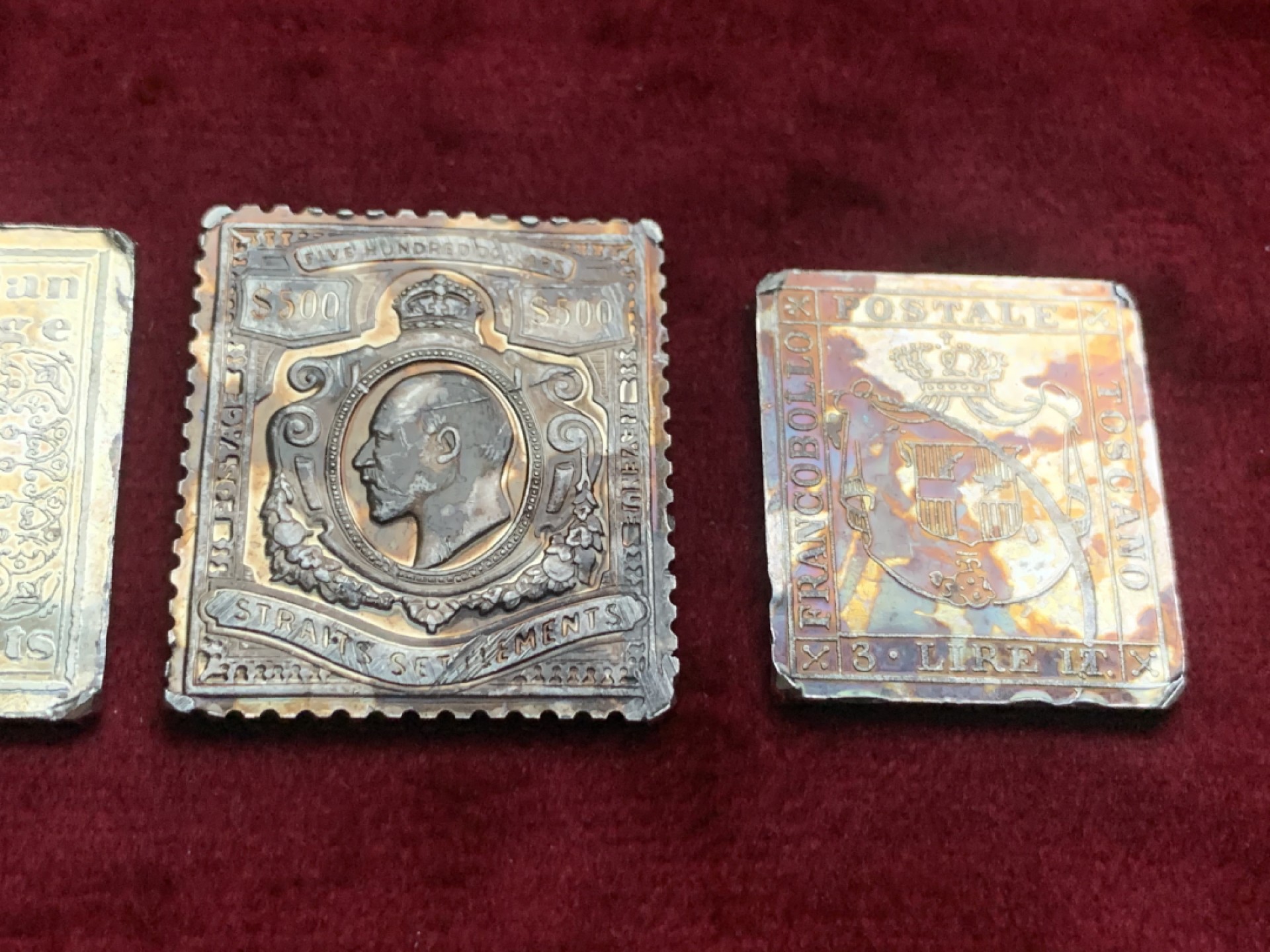 《竞宝斋》第63场-本周日 （全场不限金额包邮） 美国 弗兰克林造币厂 邮票型纯银银章 3枚一组 总重 35.85克