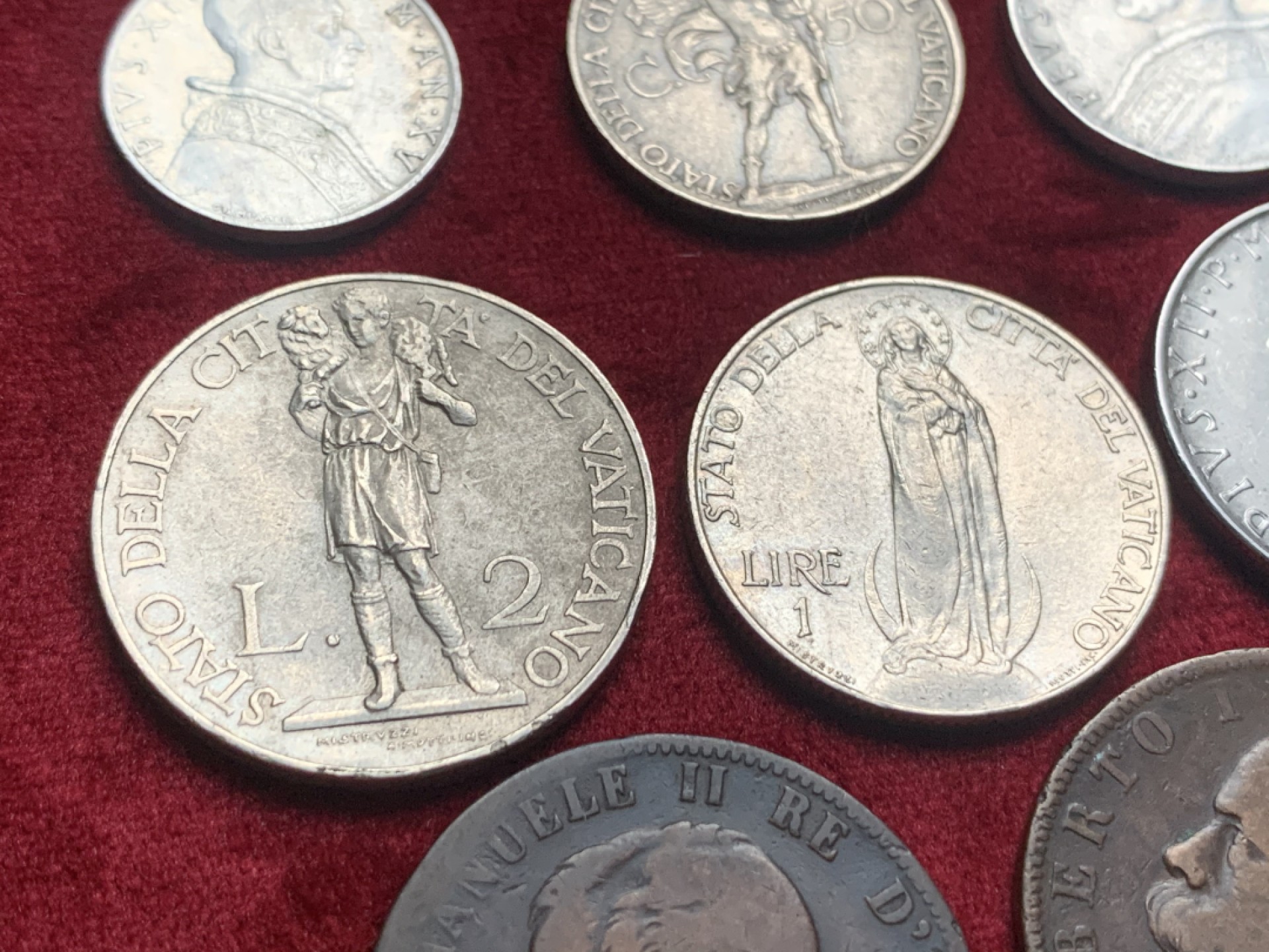 《竞宝斋》第63场-本周日 （全场不限金额包邮） （8枚一组）意大利 10分铜币2枚+教皇 好品裸币6枚