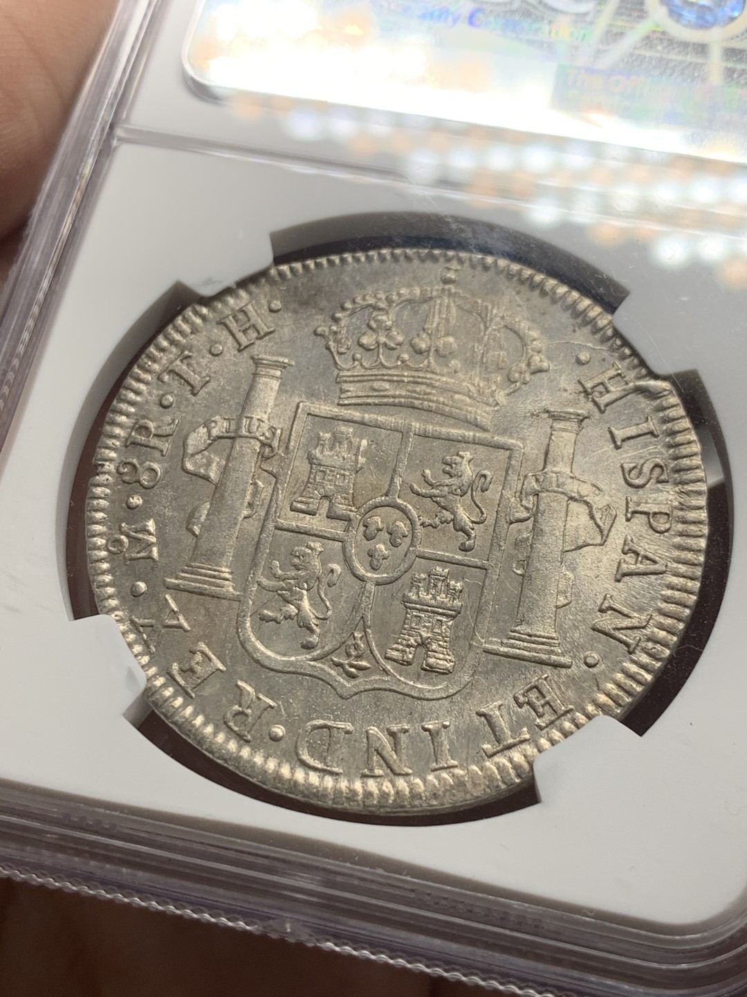 《竞宝斋》第63场-本周日 （全场不限金额包邮） NGC-UNCD 墨西哥双柱 费迪南七世 1809 TH   8里亚尔    费七过度年份  臆想头像 非常少见头像  光度一流 双柱热门  原味包浆 收藏最佳