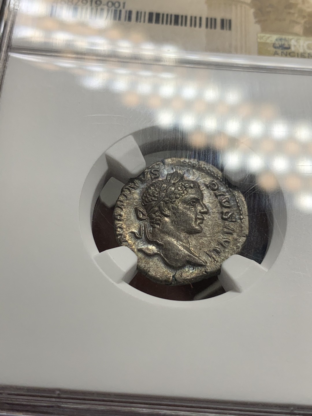 《竞宝斋》第63场-本周日 （全场不限金额包邮） NGC CH-XF4/4 卡拉卡拉皇帝 战神持矛与盾银第纳尔 难得品种，包浆表面状态很好且底板有原光，打制的也很不错，外拍同分表面爆洗，裸币拍到了138美元