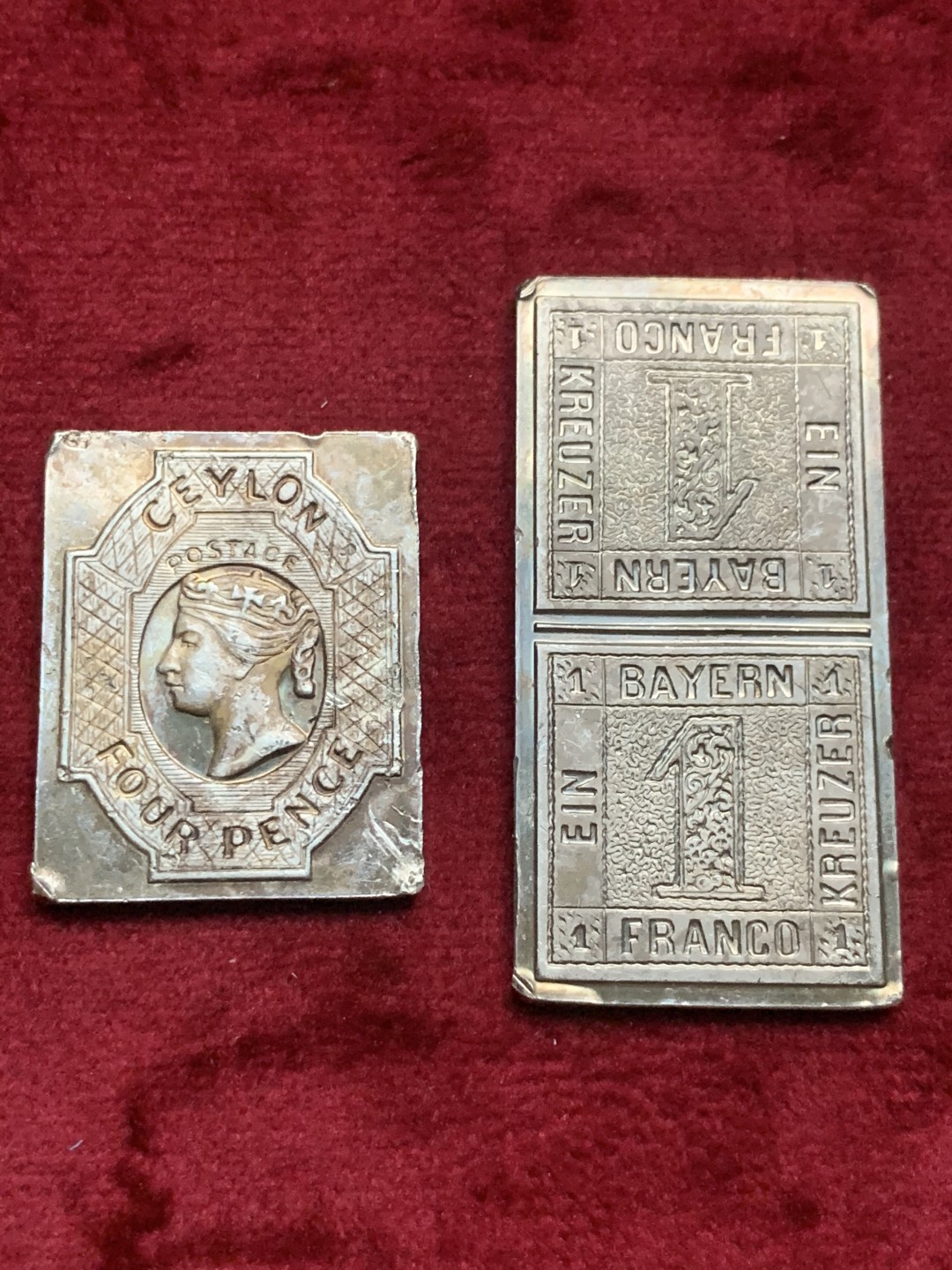 《竞宝斋》第63场-本周日 （全场不限金额包邮） 美国 弗兰克林造币厂 邮票型纯银银章 2枚 总重27克