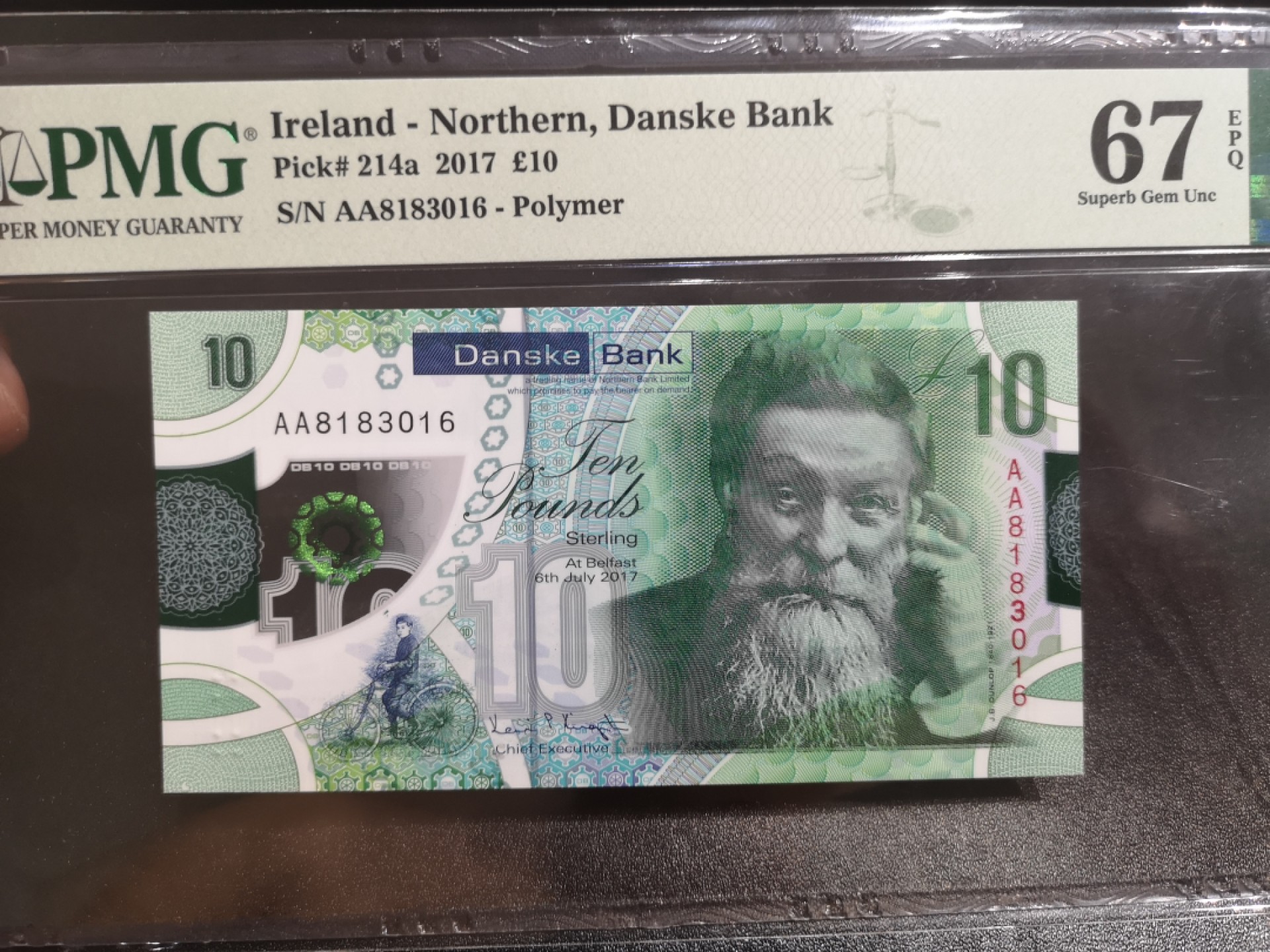 《外钞收藏家》第一百八十一期拍卖 2017年北爱尔兰10镑 PMG67 无47 AA冠
