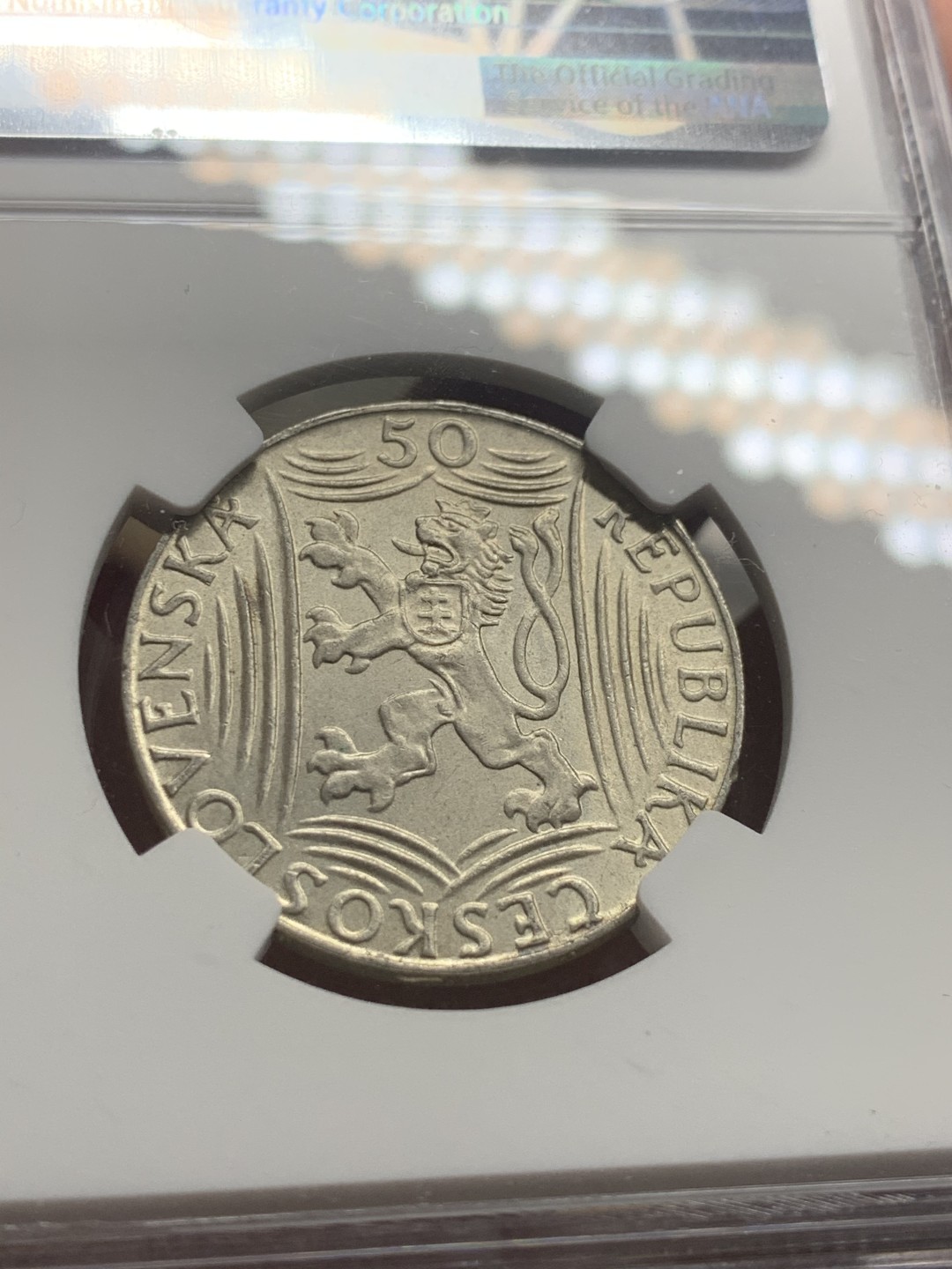 《竞宝斋》第63场-本周日 （全场不限金额包邮） NGC-MS62 捷克斯洛伐克 1949年 斯大林像 50克朗 银币 这个品种都是洗过 出分的少