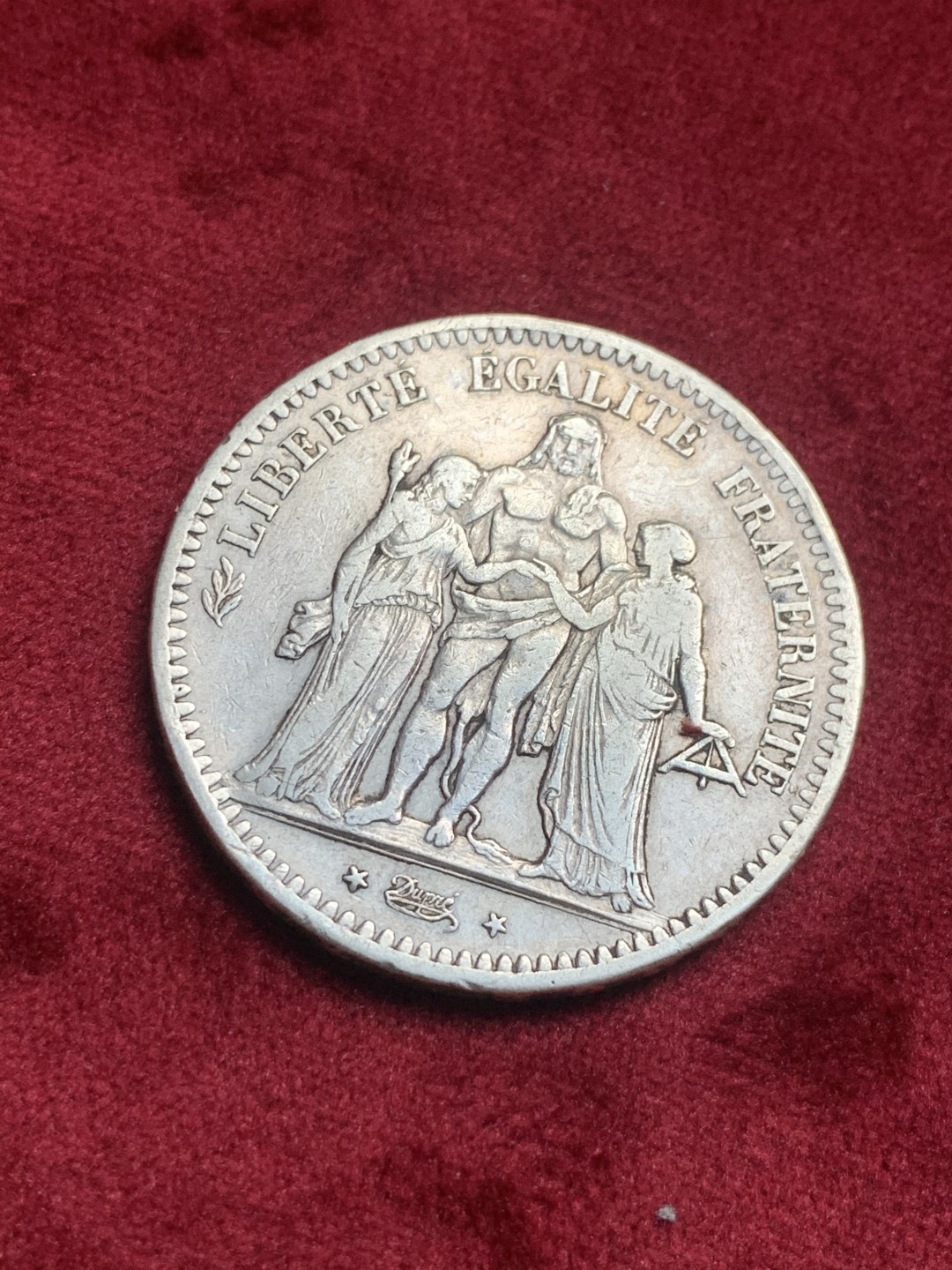 《竞宝斋》第63场-本周日 （全场不限金额包邮） 法国 1848-A年 早期大力神 5法郎 大银币 原味好品