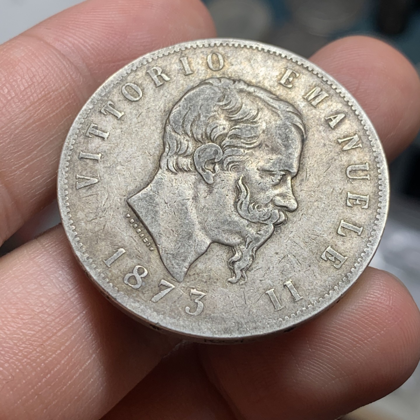 《竞宝斋》第63场-本周日 （全场不限金额包邮） 意大利1873年原味5里拉银币