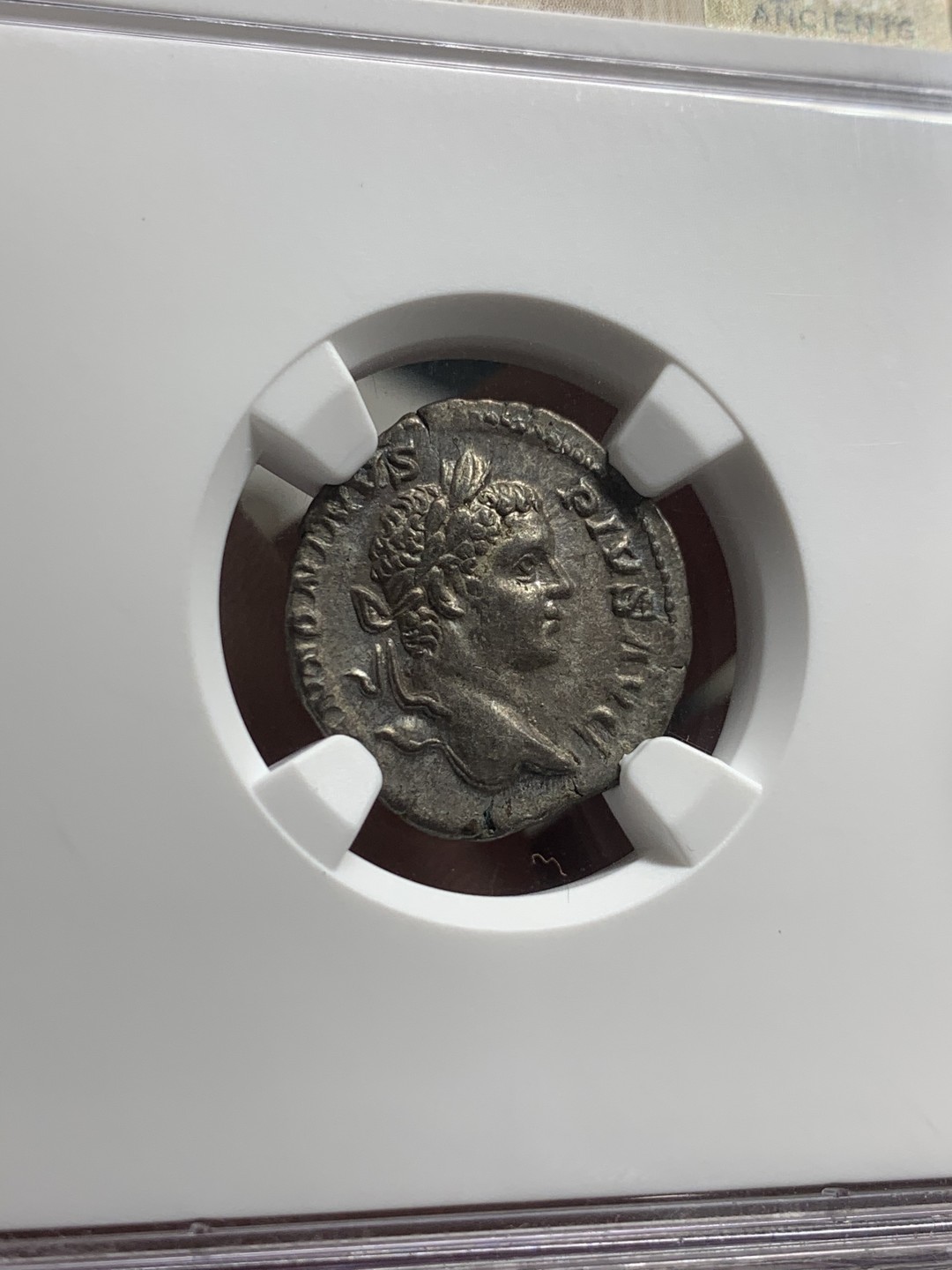 《竞宝斋》第63场-本周日 （全场不限金额包邮） NGC CH-XF4/4 卡拉卡拉皇帝 战神持矛与盾银第纳尔 难得品种，包浆表面状态很好且底板有原光，打制的也很不错，外拍同分表面爆洗，裸币拍到了138美元