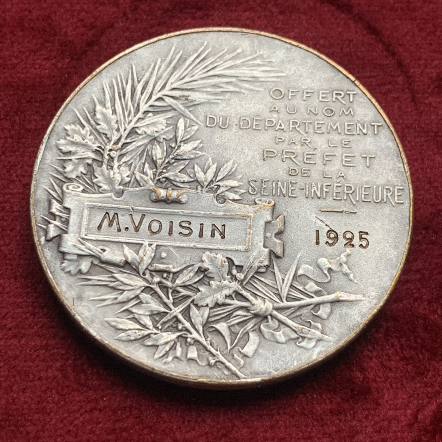 《竞宝斋》第63场-本周日 （全场不限金额包邮） 法国 玛丽安娜女神 罗蒂雕刻 镀银铜章 41.8mm 33.56克