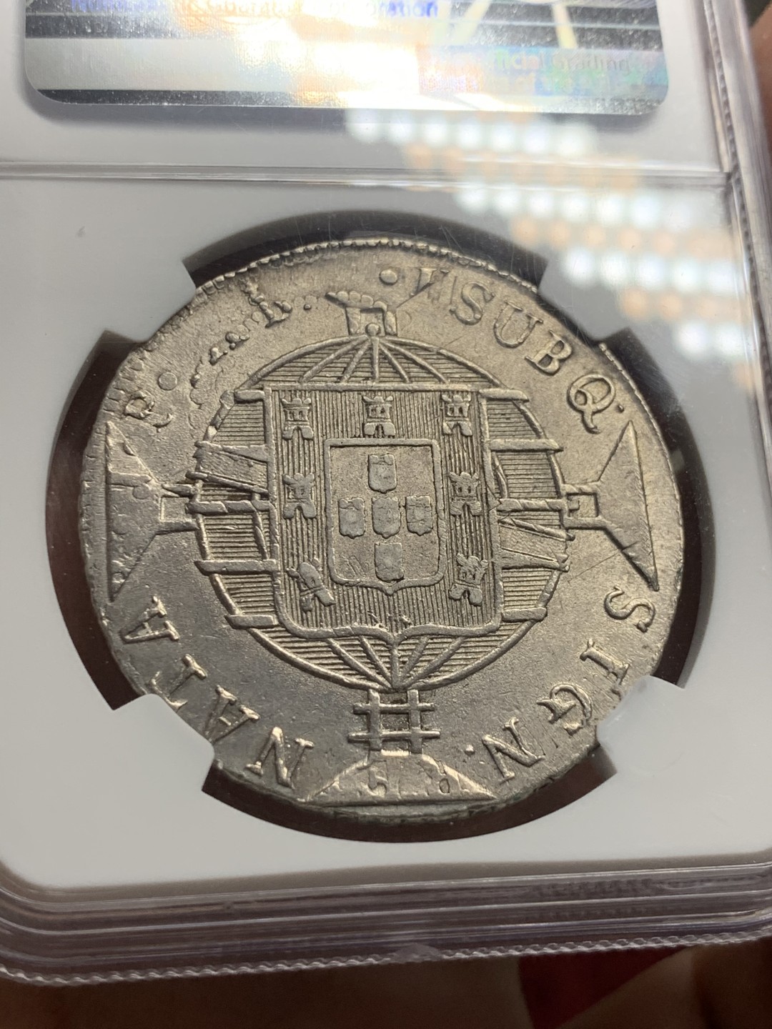 《竞宝斋》第63场-本周日 （全场不限金额包邮） NGC-XF45 巴西 1819年 960R 银币  热门品种