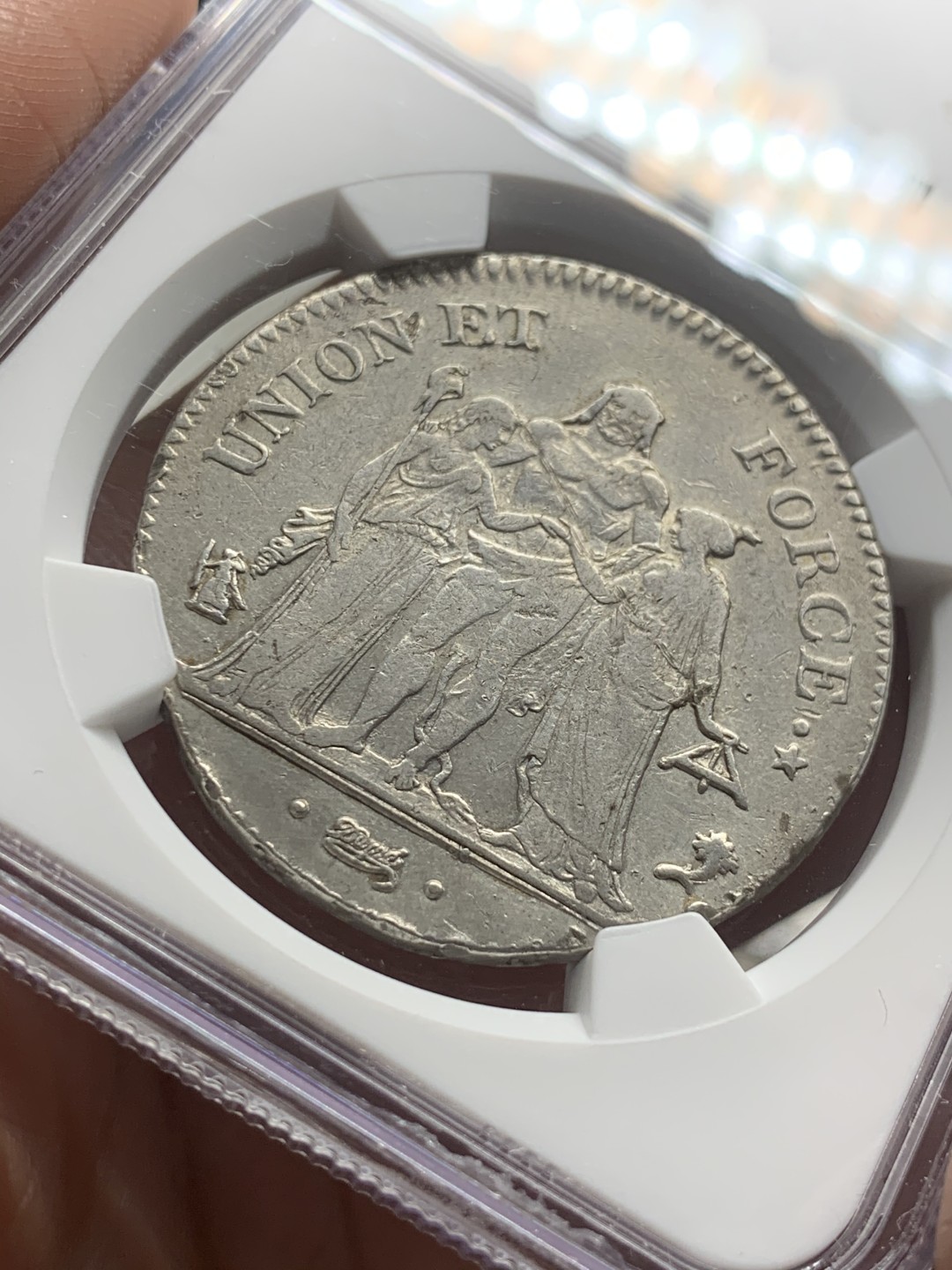 《竞宝斋》第63场-本周日 （全场不限金额包邮） NGC-VF 法国 LAN4 第一共和大力神 5法郎 大银币 稀少品质