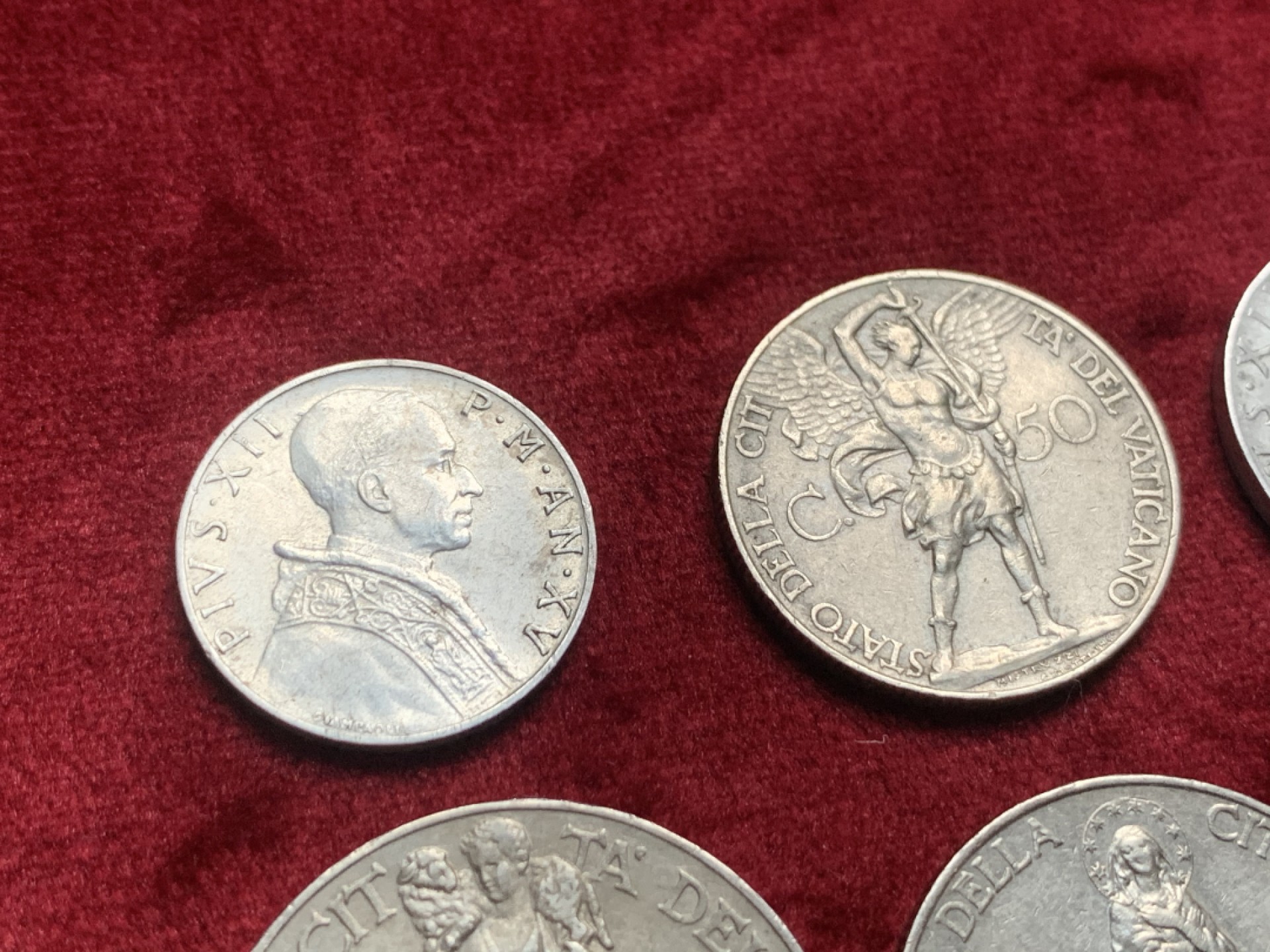 《竞宝斋》第63场-本周日 （全场不限金额包邮） （8枚一组）意大利 10分铜币2枚+教皇 好品裸币6枚