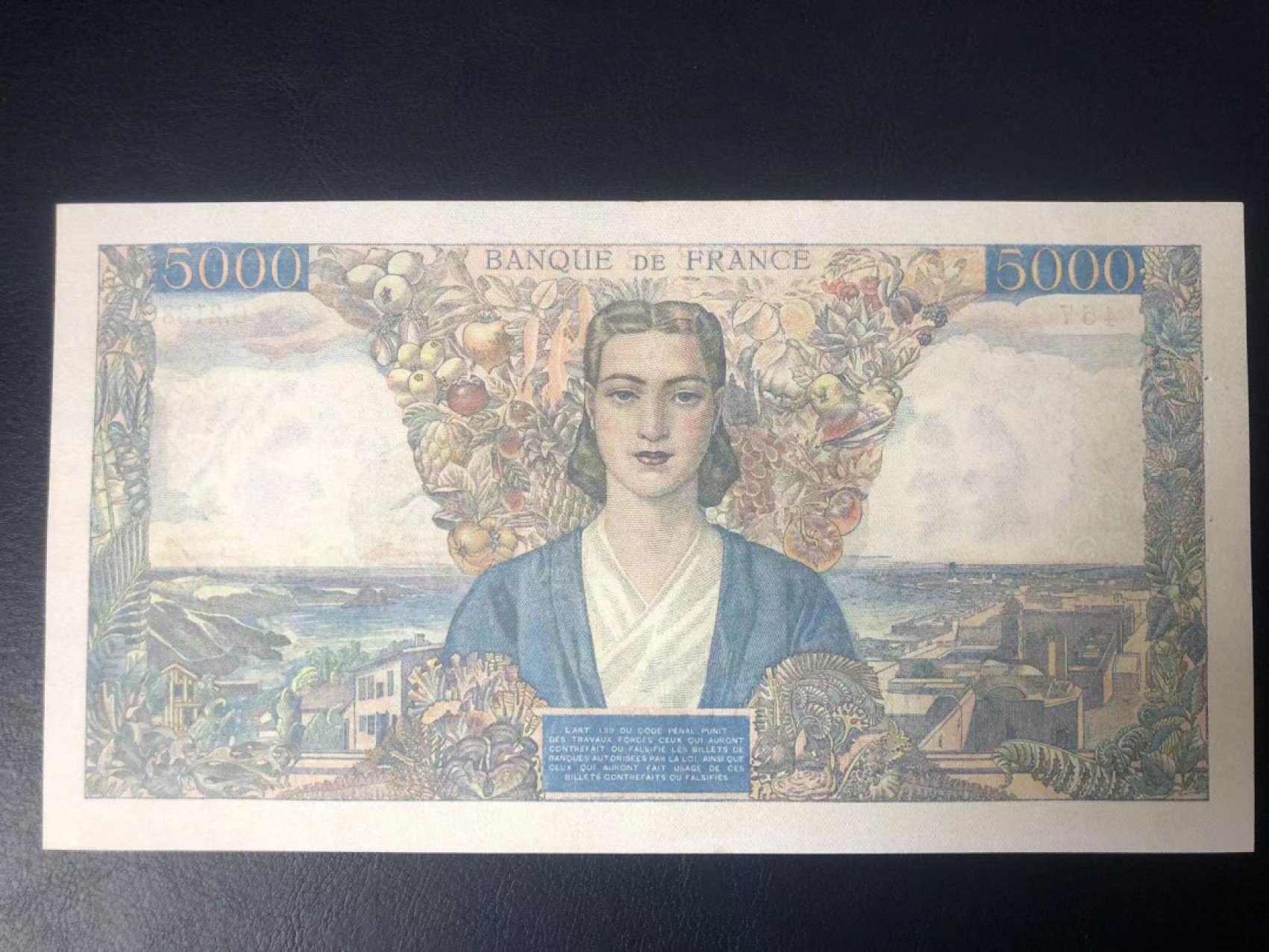 【Blue Auction】✨世界纸币精拍第190期【精】 法国🇫🇷1946年5000法郎 AU+品相 经典大团结 精美