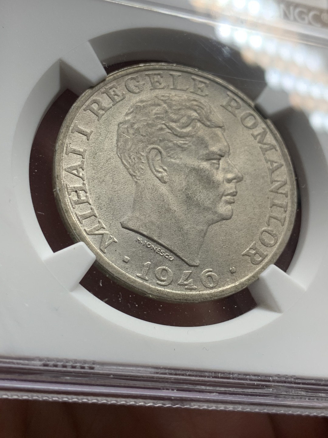 《竞宝斋》第63场-本周日 （全场不限金额包邮） NGC-MS61 罗马尼亚 1946年 25000列伊 银币 原光好品