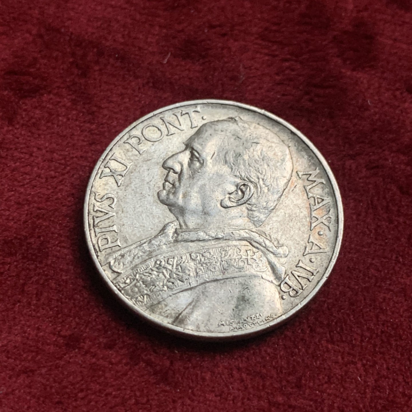 《竞宝斋》第63场-本周日 （全场不限金额包邮） 1933年意大利教皇庇护十一世10里拉银币