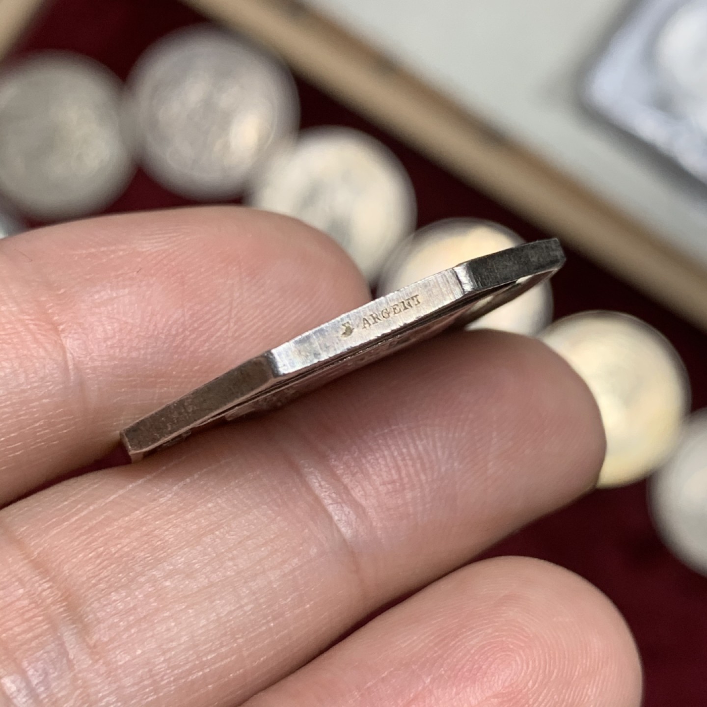 《竞宝斋》第63场-本周日 （全场不限金额包邮） 法国1836年商业之神墨丘利八角银章  31mm，12.6克，Aregnt边铭