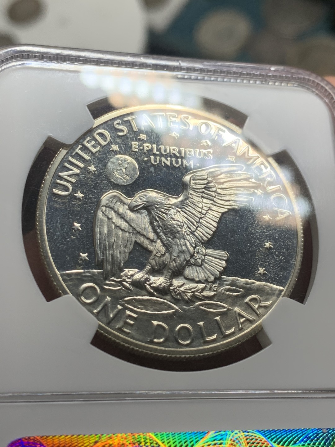 《竞宝斋》第63场-本周日 （全场不限金额包邮） NGC PF66CAMEO 美国1971年艾森豪威尔精制一美元银币