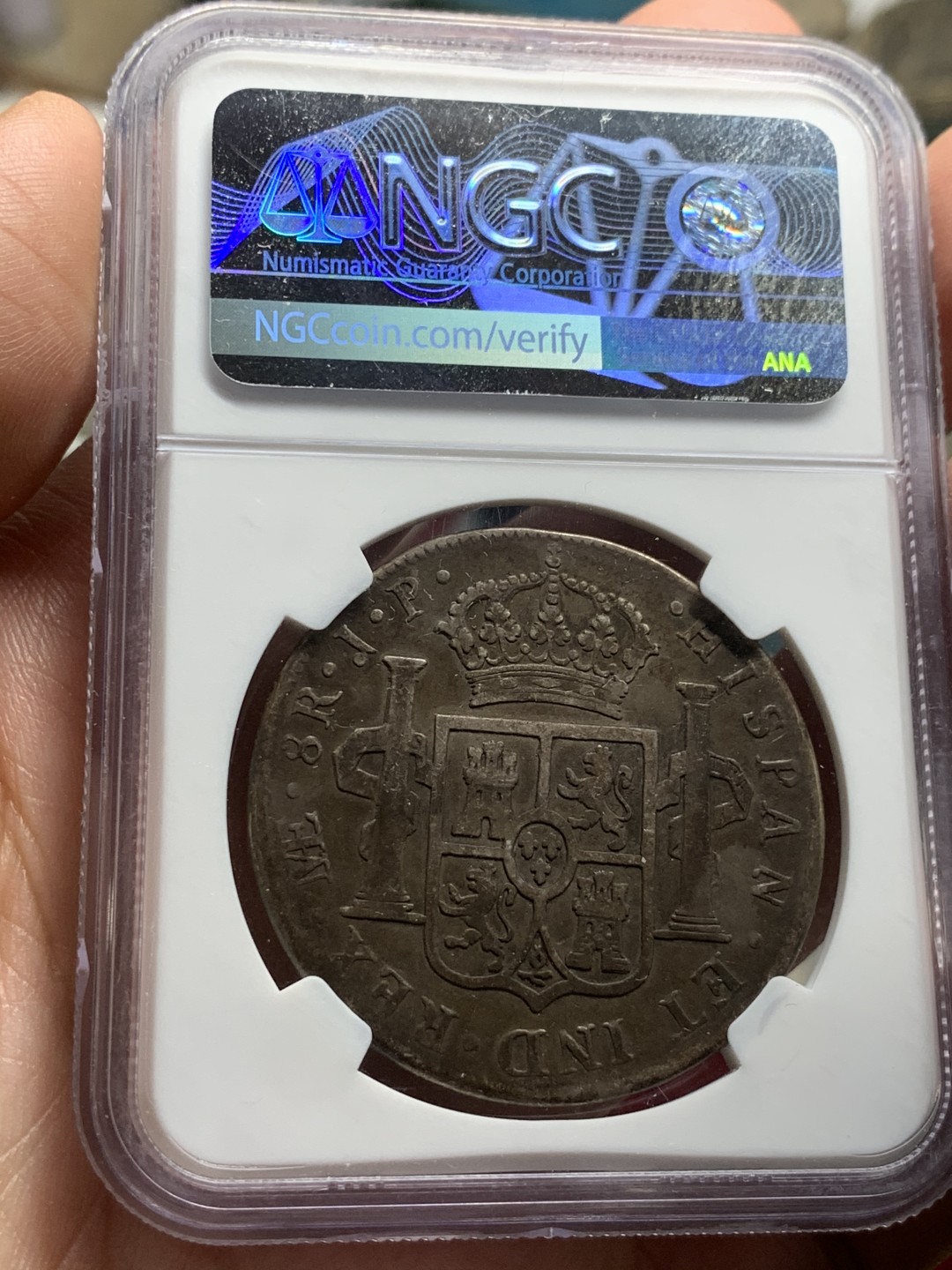 《竞宝斋》第63场-本周日 （全场不限金额包邮） NGC-XFD  秘鲁利马厂 费七洋葱头 1811年 8R 银币 不多见 