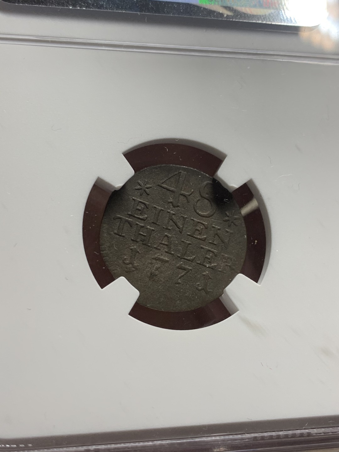 《竞宝斋》第63场-本周日 （全场不限金额包邮） ngc-vf细节  德国1771年普鲁士 1/48泰勒银币