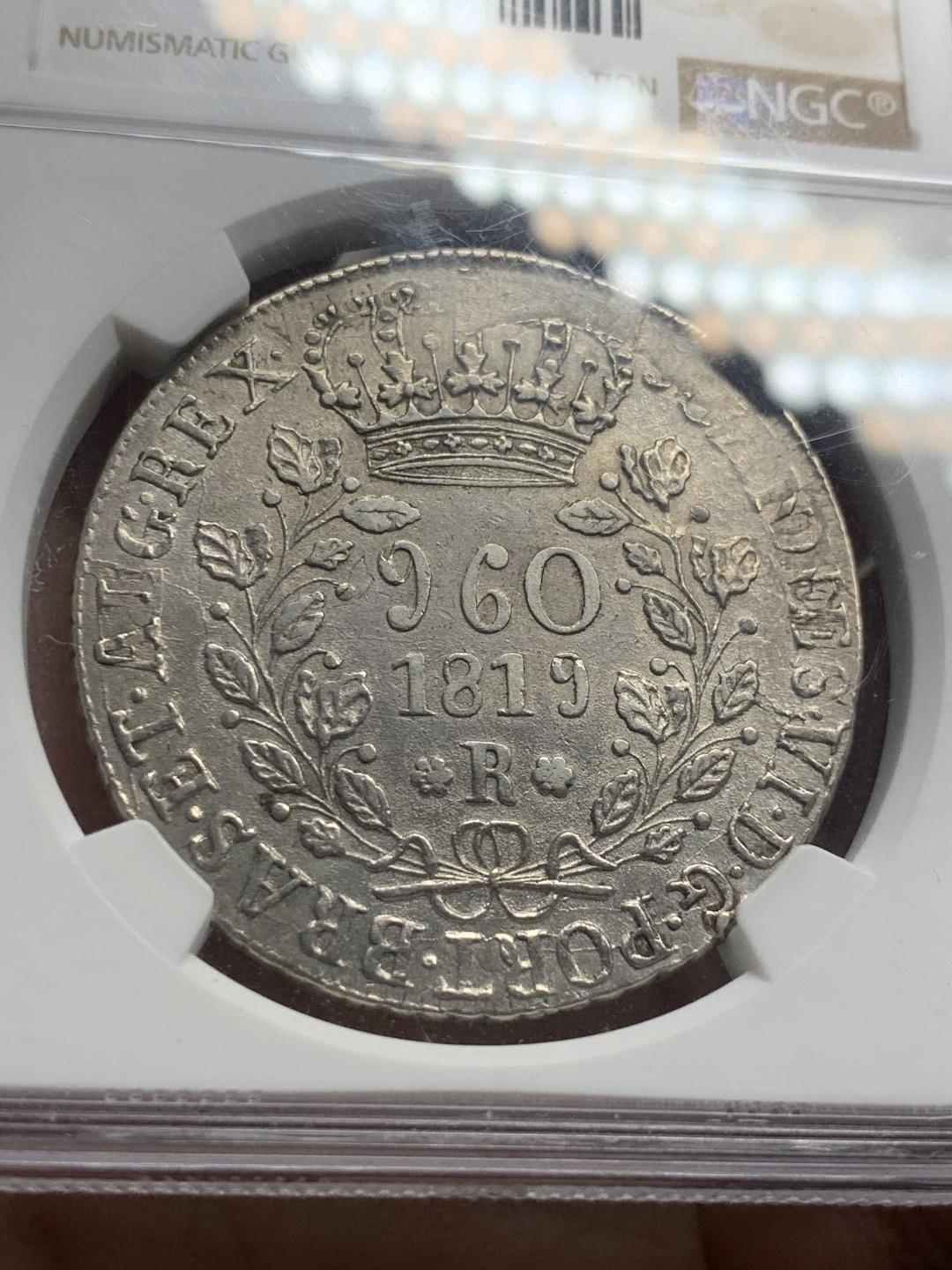 《竞宝斋》第63场-本周日 （全场不限金额包邮） NGC-XF45 巴西 1819年 960R 银币  热门品种