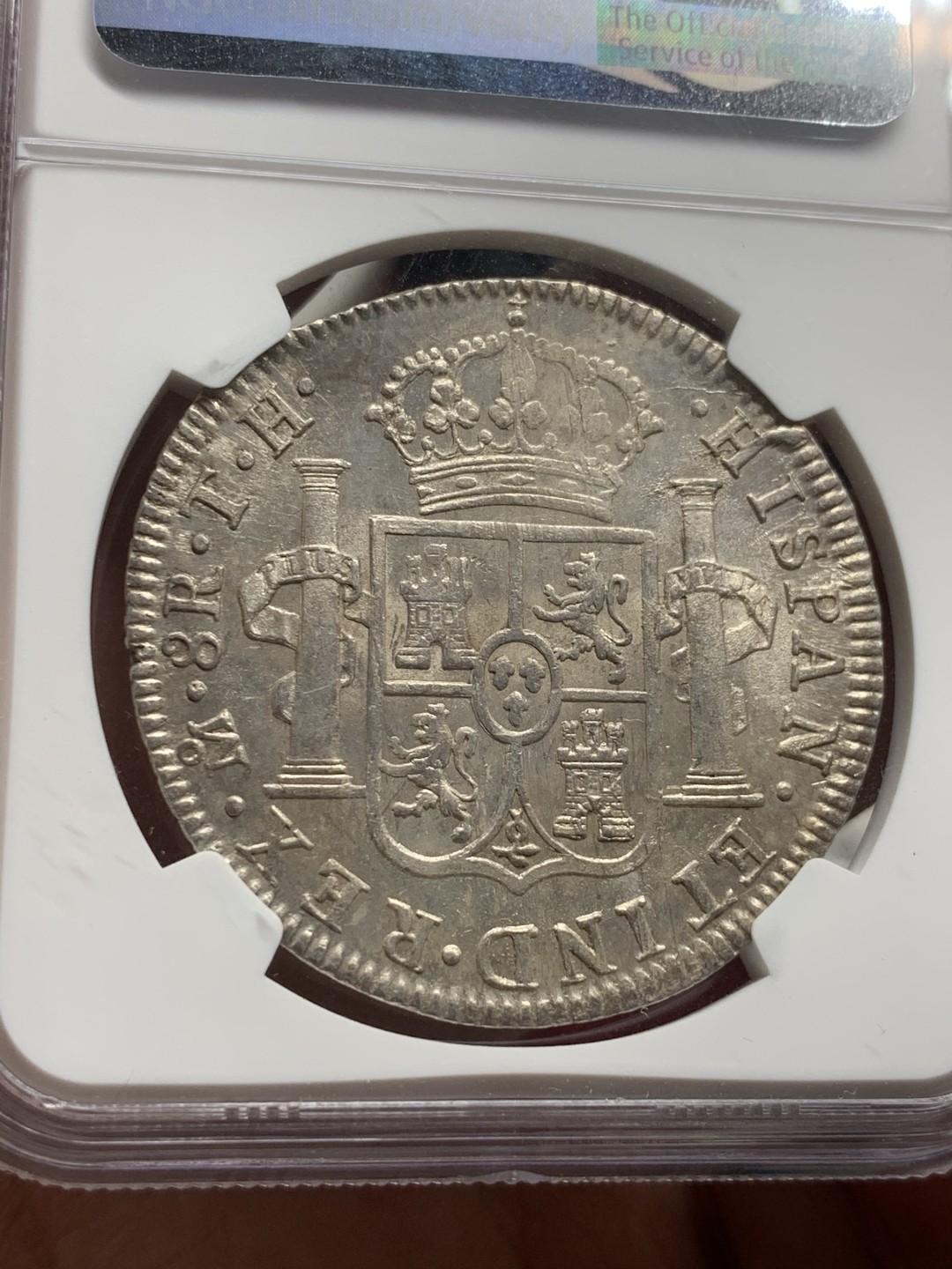 《竞宝斋》第63场-本周日 （全场不限金额包邮） NGC-UNCD 墨西哥双柱 费迪南七世 1809 TH   8里亚尔    费七过度年份  臆想头像 非常少见头像  光度一流 双柱热门  原味包浆 收藏最佳