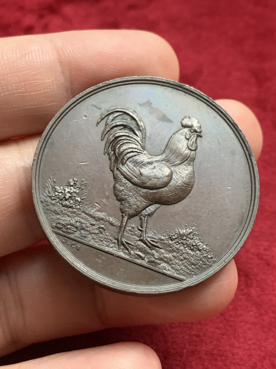 《竞宝斋》第63场-本周日 （全场不限金额包邮） 德国大公鸡铜章高浮雕 40mm，33克